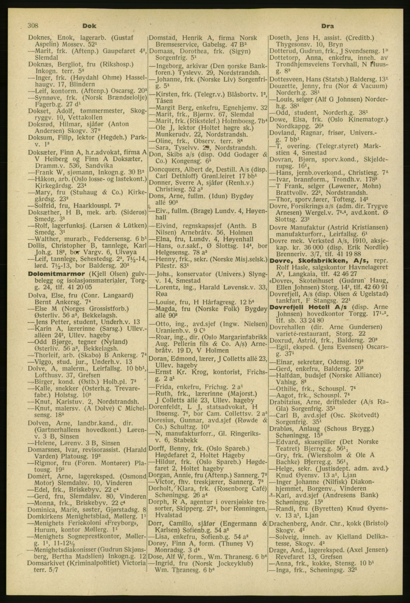 Kristiania/Oslo adressebok, PUBL/-, 1953, s. 308