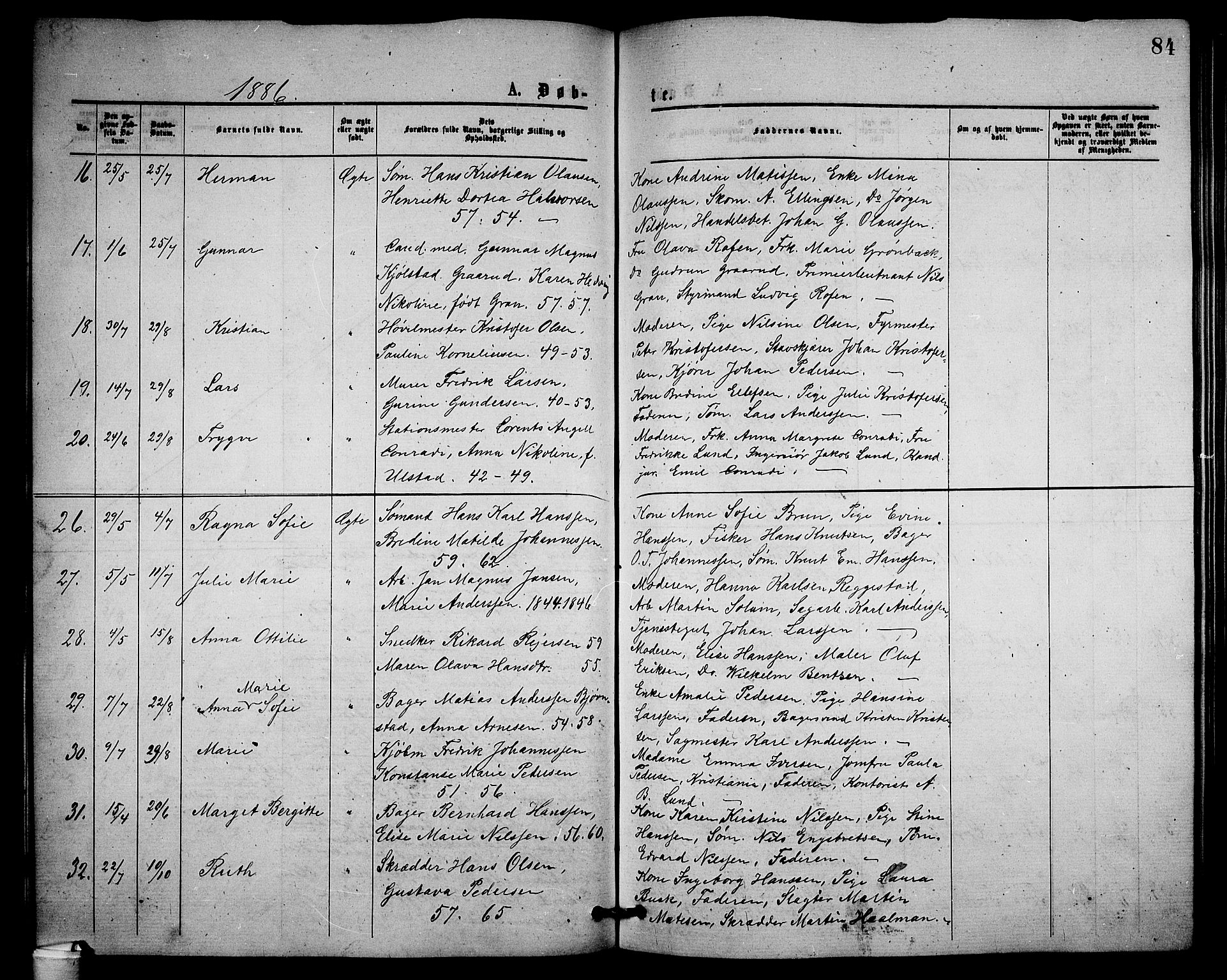 Holmestrand kirkebøker, AV/SAKO-A-346/G/Ga/L0004: Klokkerbok nr. 4, 1874-1888, s. 84