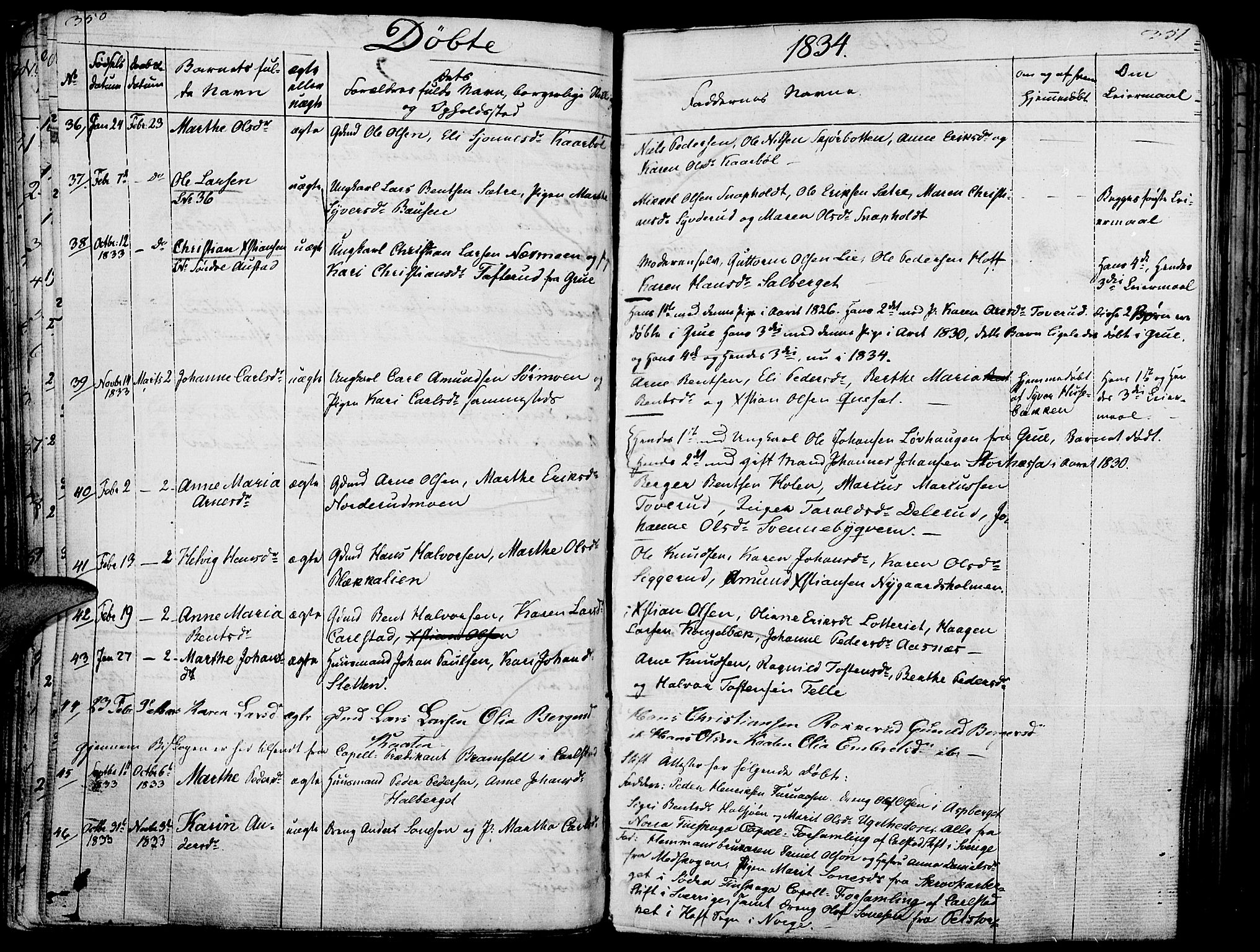 Hof prestekontor, AV/SAH-PREST-038/H/Ha/Haa/L0006: Ministerialbok nr. 6, 1822-1841, s. 350-351