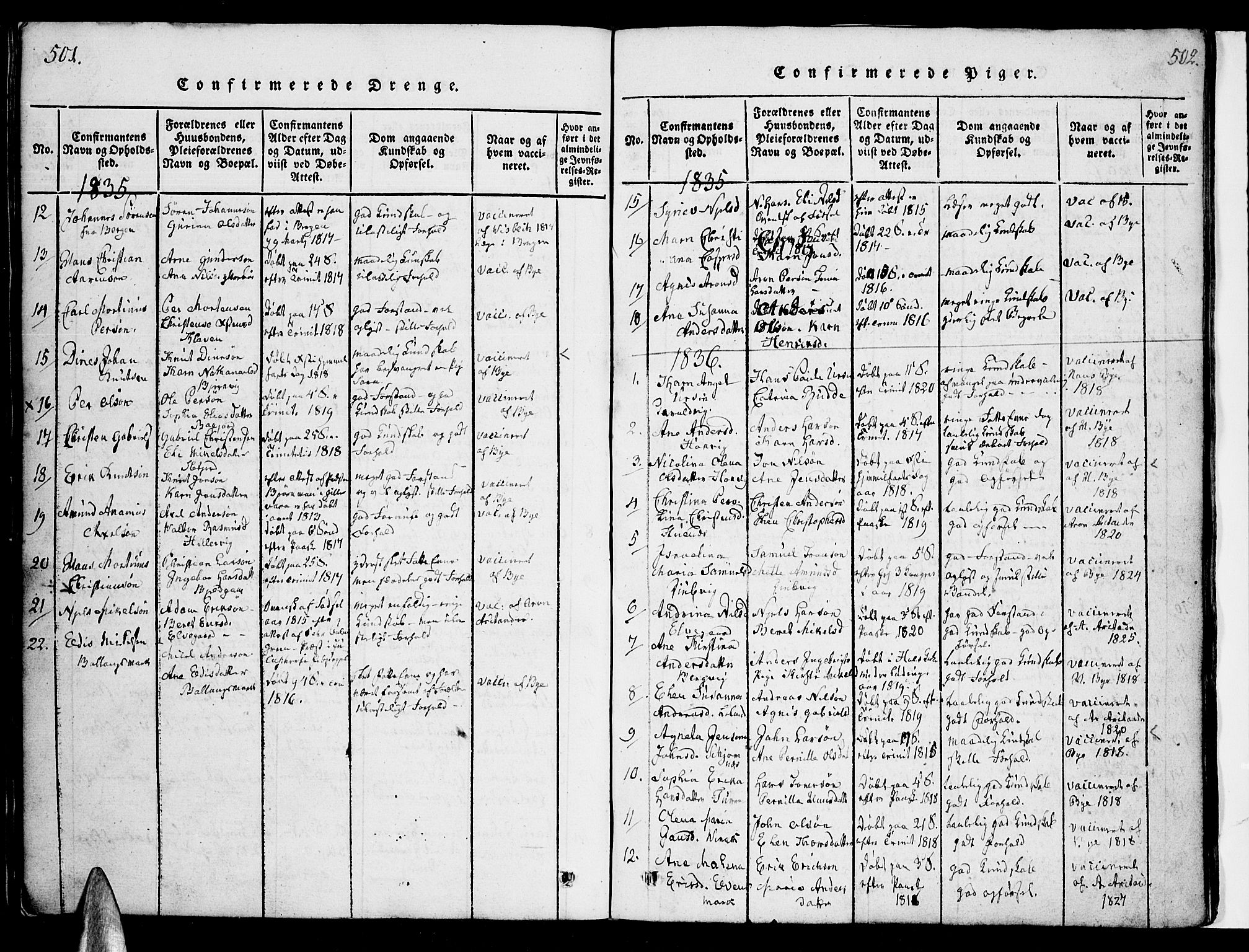 Ministerialprotokoller, klokkerbøker og fødselsregistre - Nordland, AV/SAT-A-1459/863/L0894: Ministerialbok nr. 863A06, 1821-1851, s. 501-502