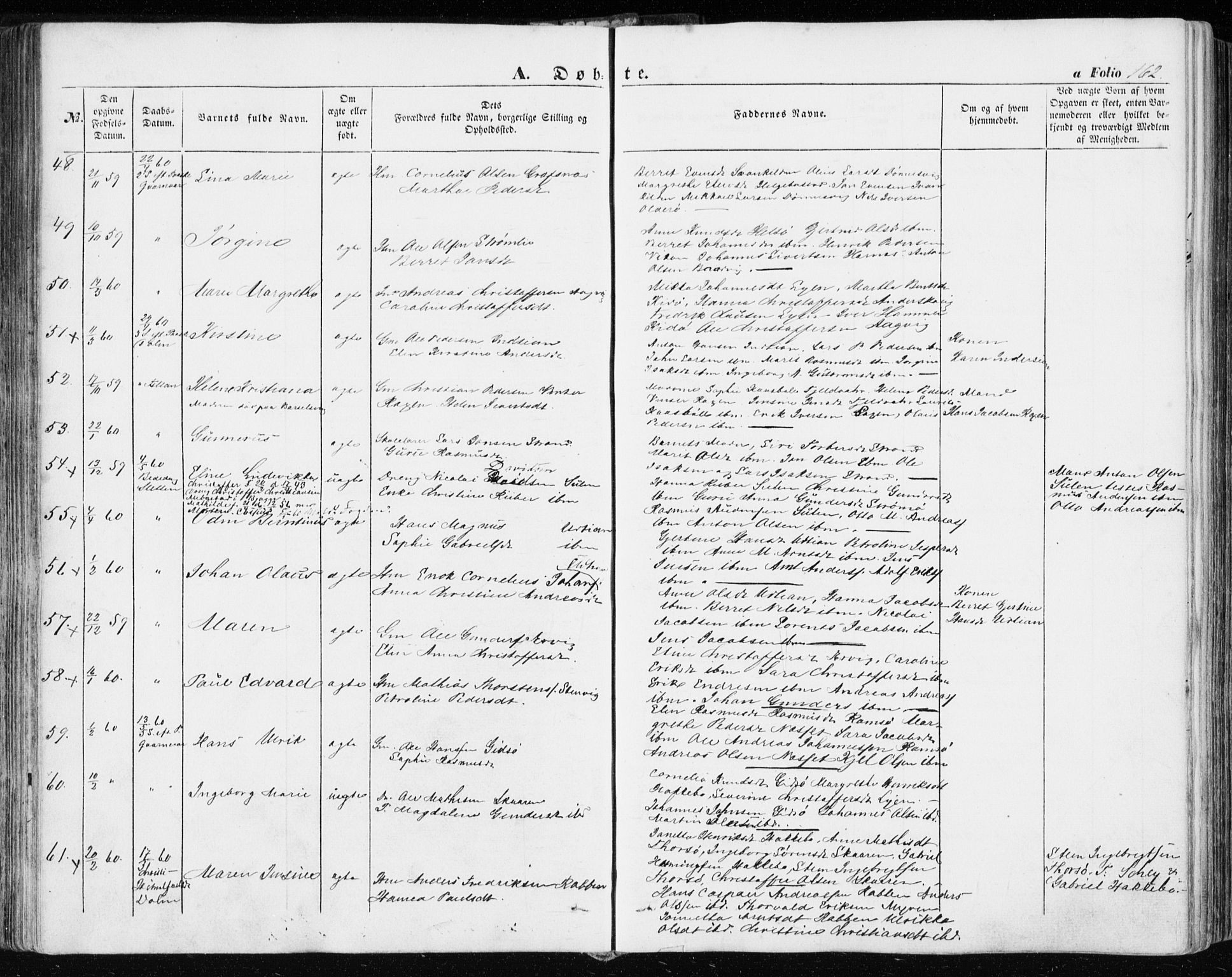Ministerialprotokoller, klokkerbøker og fødselsregistre - Sør-Trøndelag, SAT/A-1456/634/L0530: Ministerialbok nr. 634A06, 1852-1860, s. 162