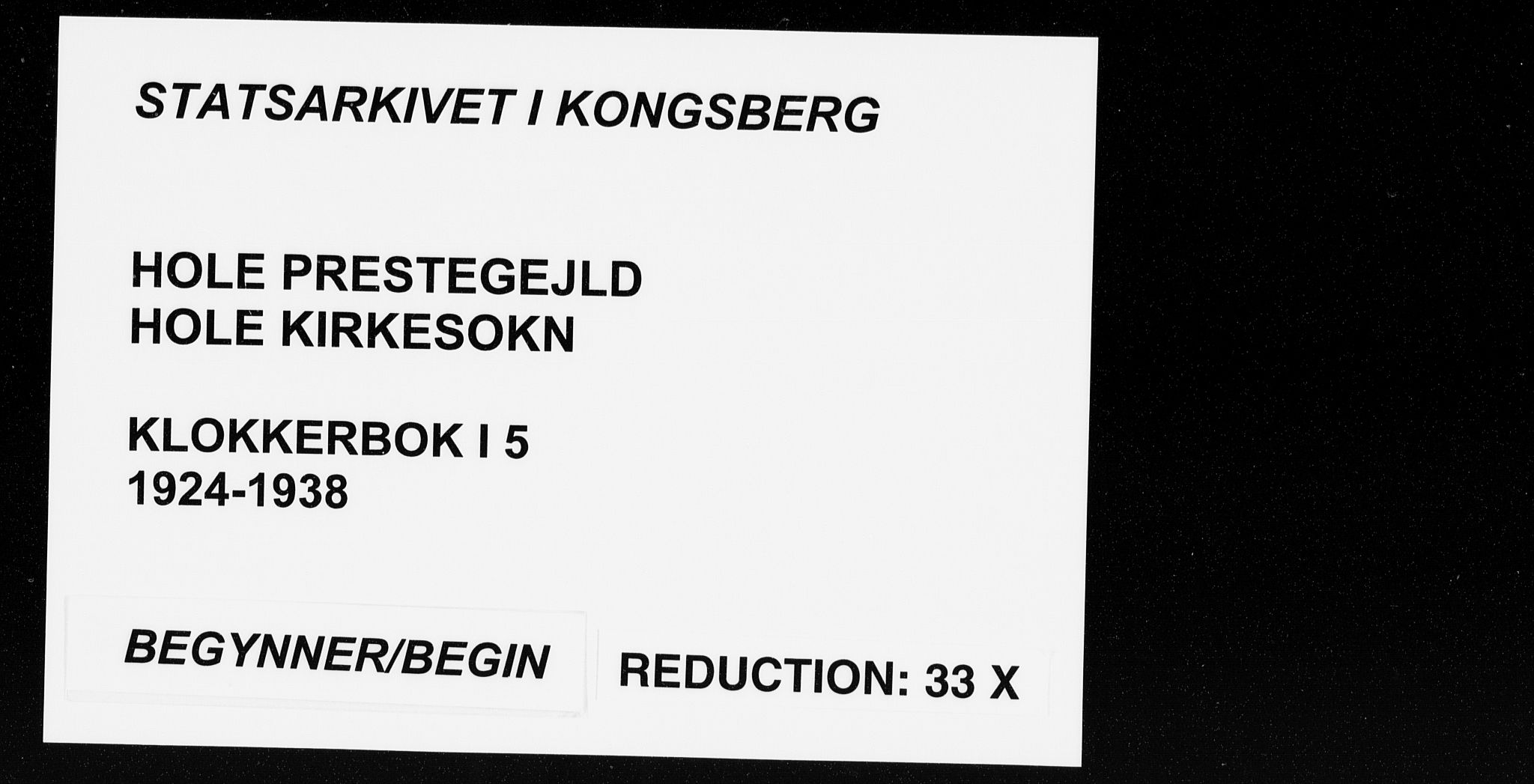 Hole kirkebøker, SAKO/A-228/G/Ga/L0005: Klokkerbok nr. I 5, 1924-1938