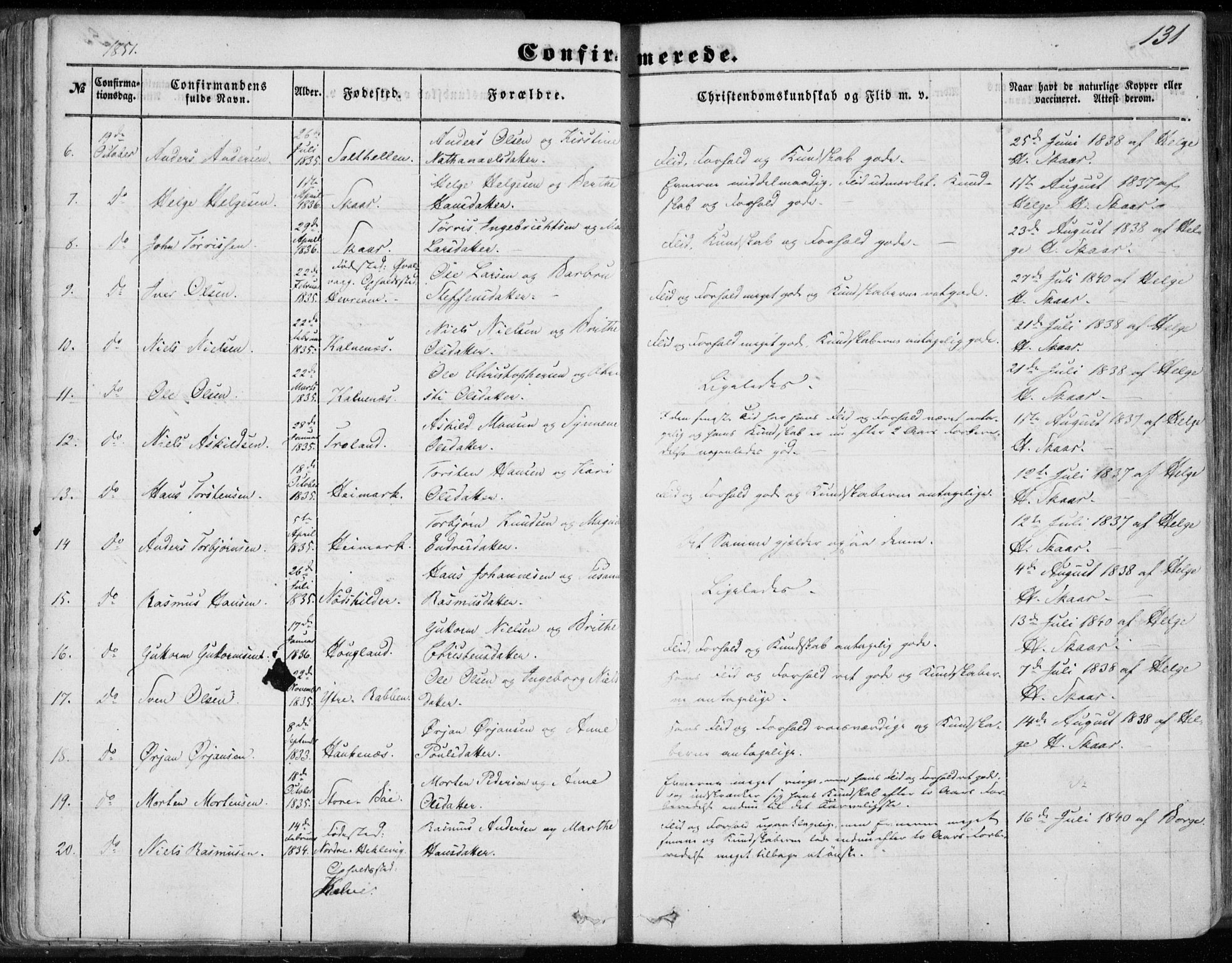 Sund sokneprestembete, AV/SAB-A-99930: Ministerialbok nr. A 14, 1850-1866, s. 131