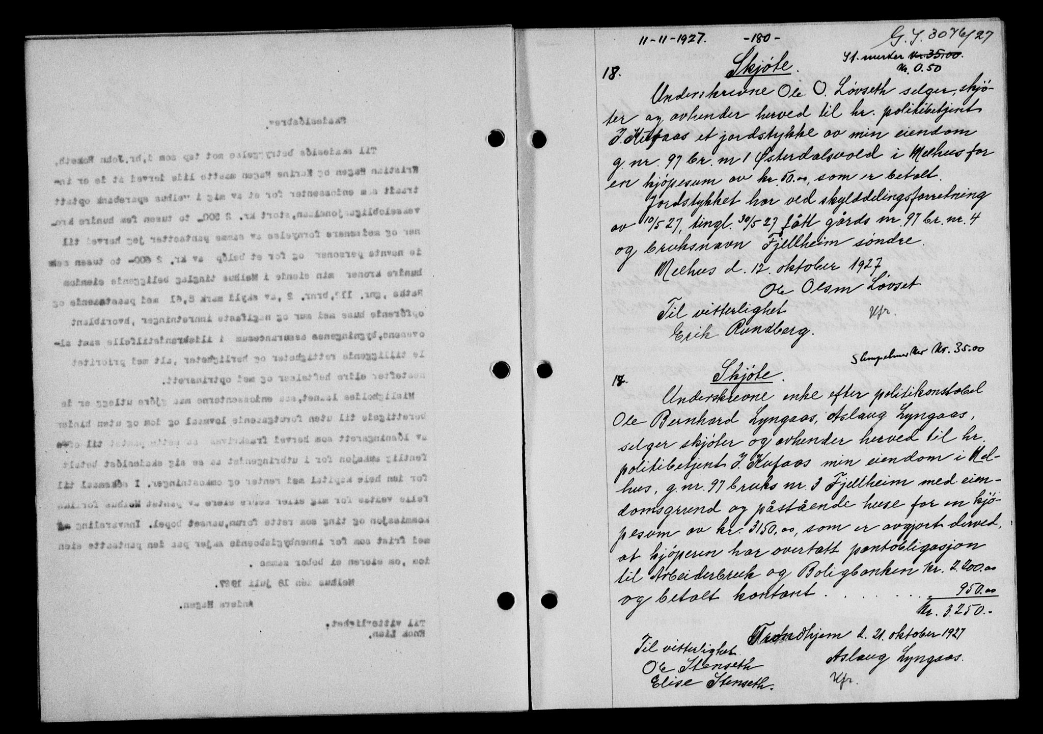 Gauldal sorenskriveri, SAT/A-0014/1/2/2C/L0036: Pantebok nr. 37, 1927-1928, Tingl.dato: 11.11.1927