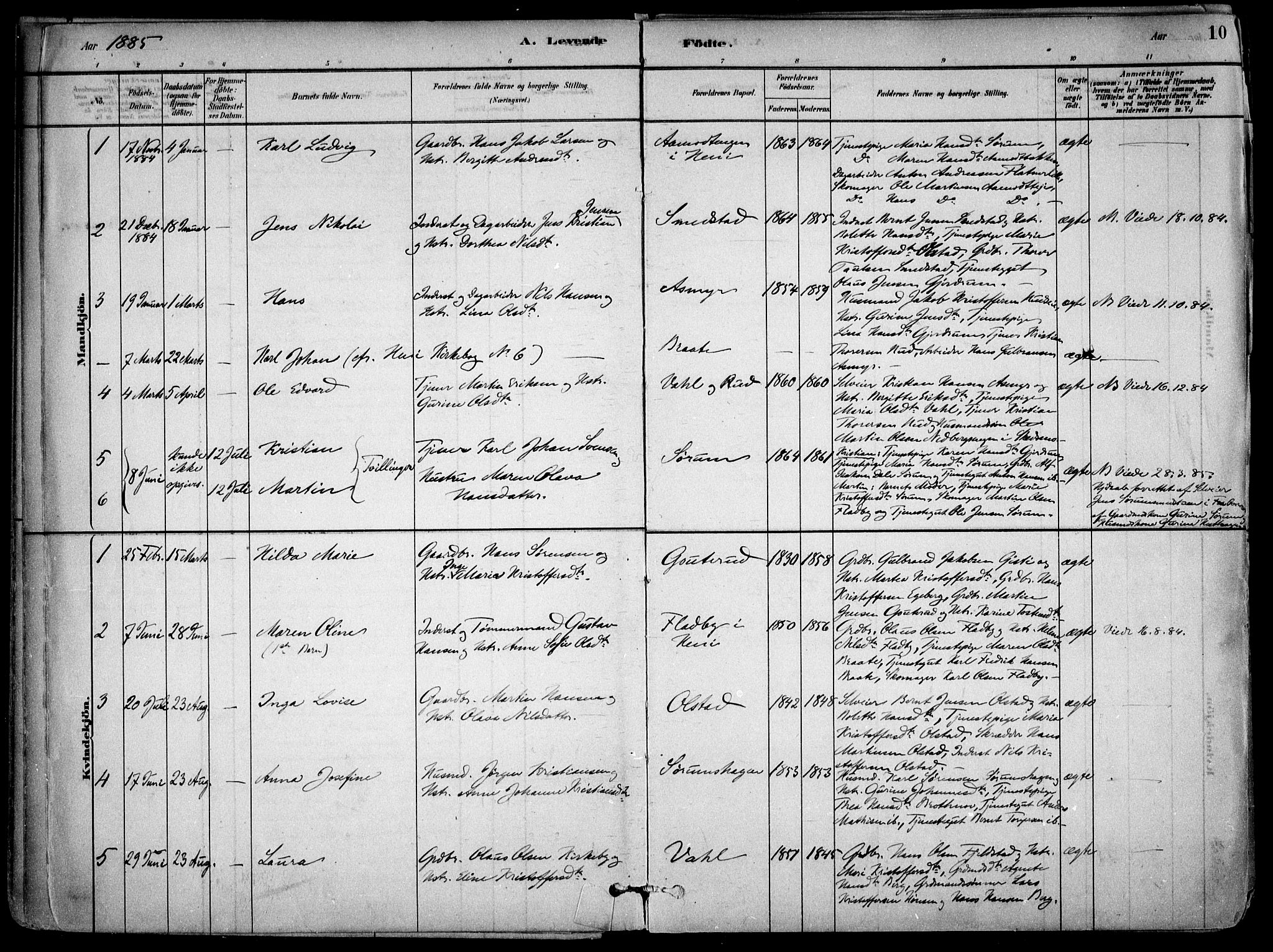 Gjerdrum prestekontor Kirkebøker, AV/SAO-A-10412b/F/Fa/L0009: Ministerialbok nr. I 9, 1881-1916, s. 10