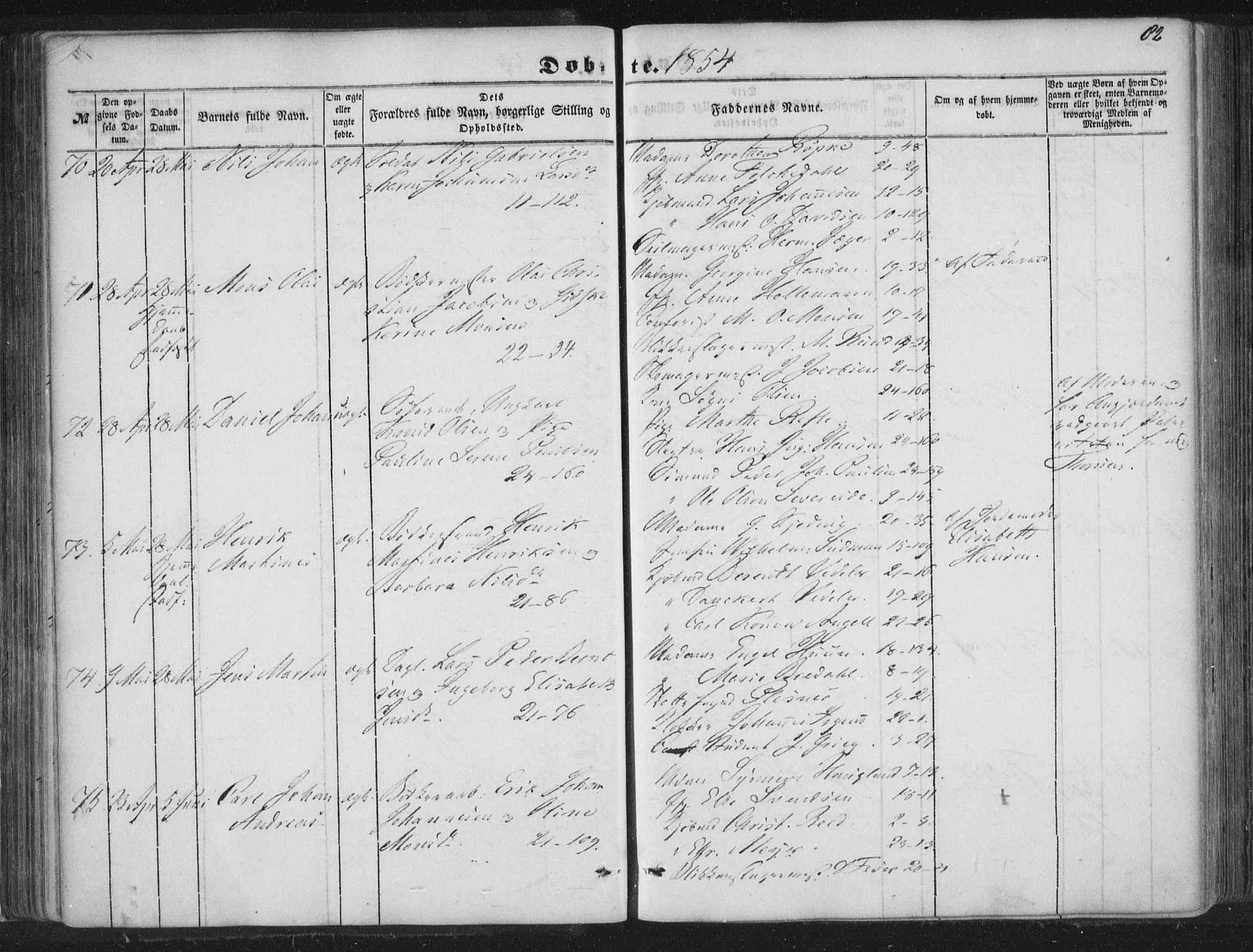 Korskirken sokneprestembete, SAB/A-76101/H/Haa/L0017: Ministerialbok nr. B 3, 1851-1857, s. 82