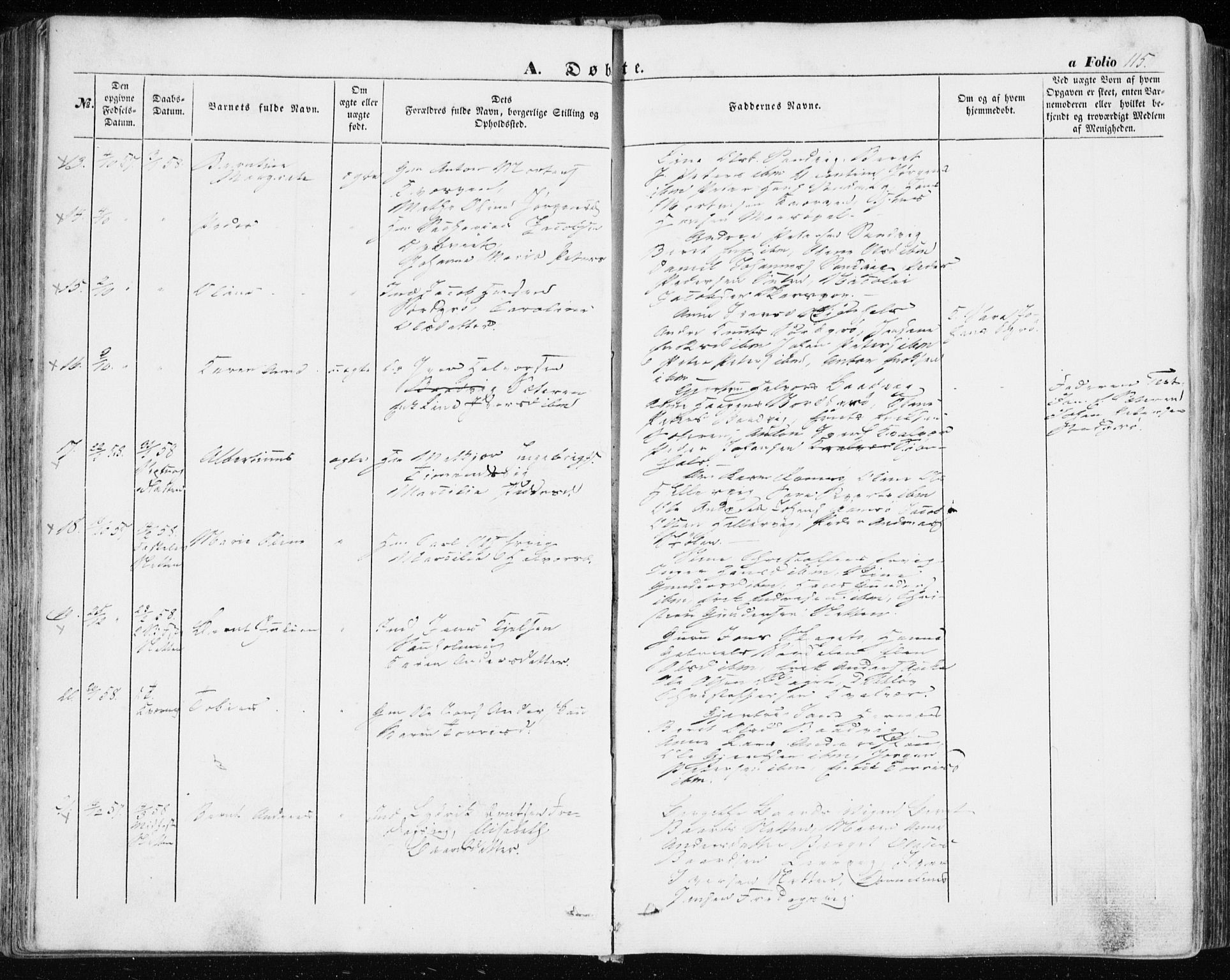 Ministerialprotokoller, klokkerbøker og fødselsregistre - Sør-Trøndelag, SAT/A-1456/634/L0530: Ministerialbok nr. 634A06, 1852-1860, s. 115