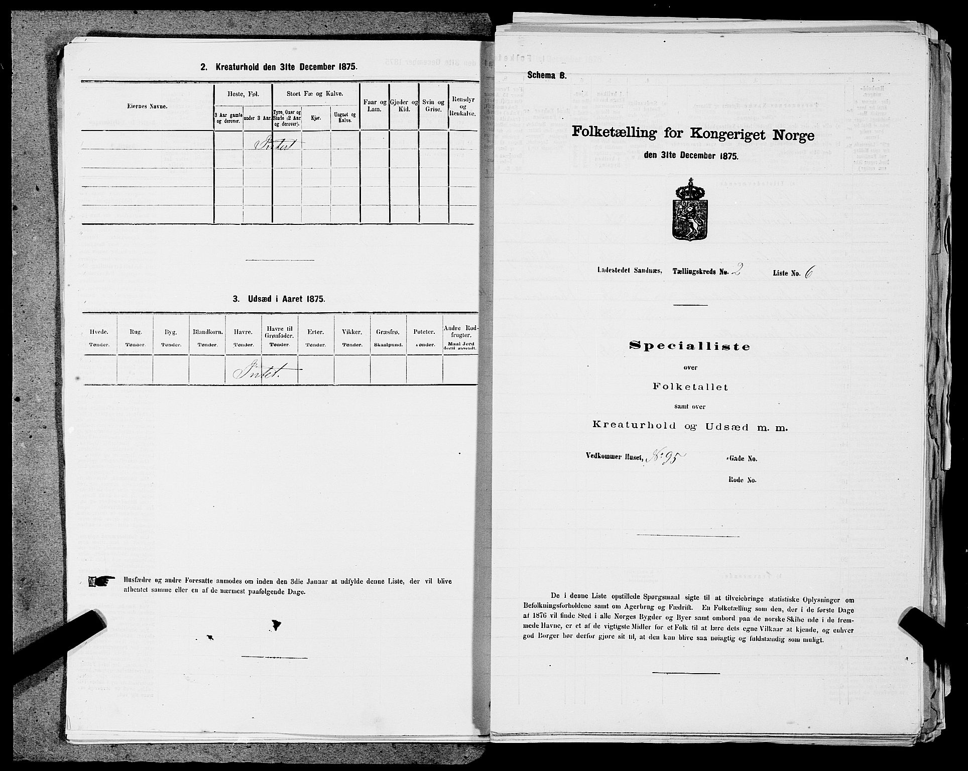 SAST, Folketelling 1875 for 1102B Høyland prestegjeld, Sandnes ladested, 1875, s. 219