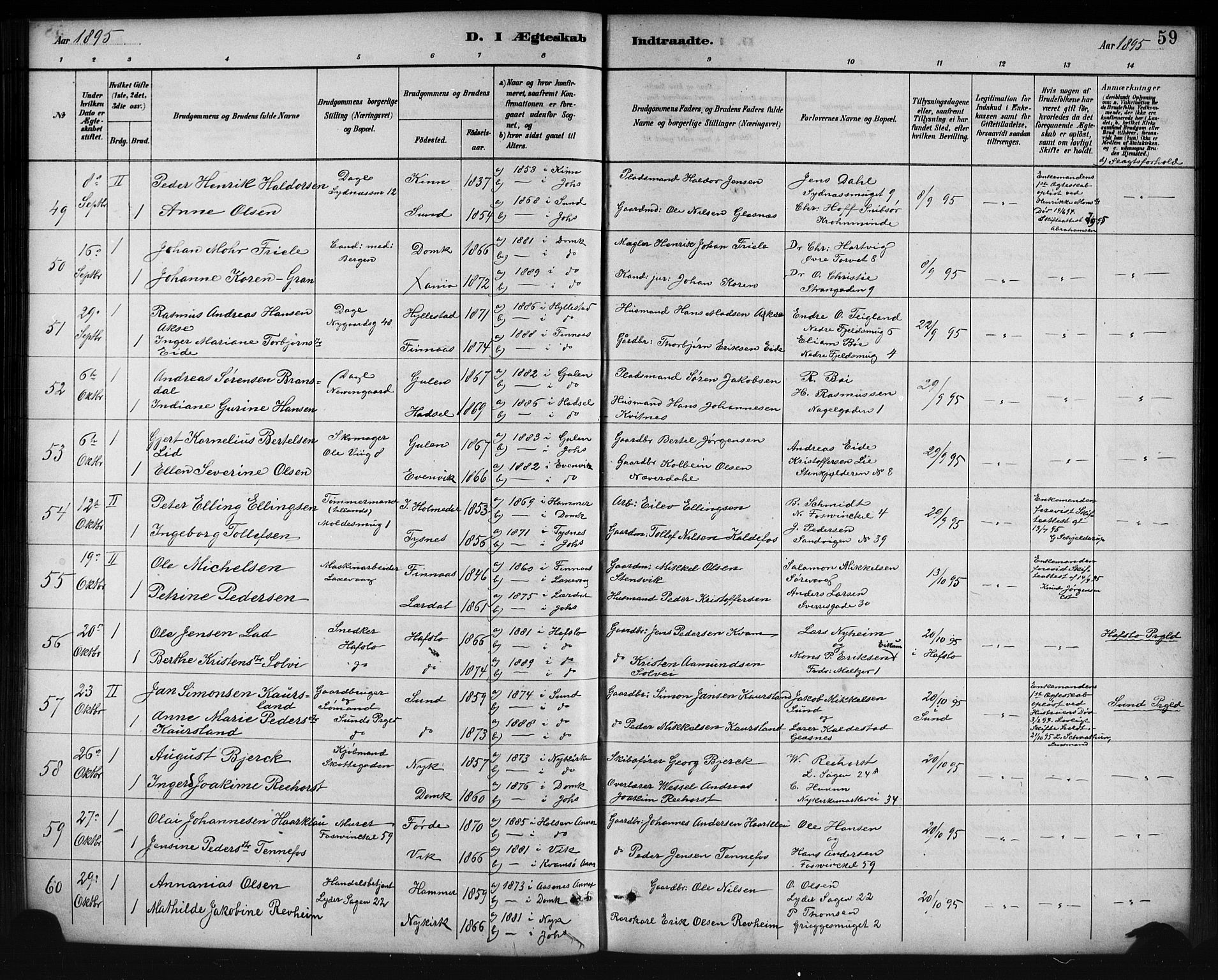 Johanneskirken sokneprestembete, AV/SAB-A-76001/H/Hab: Klokkerbok nr. C 1, 1885-1912, s. 59