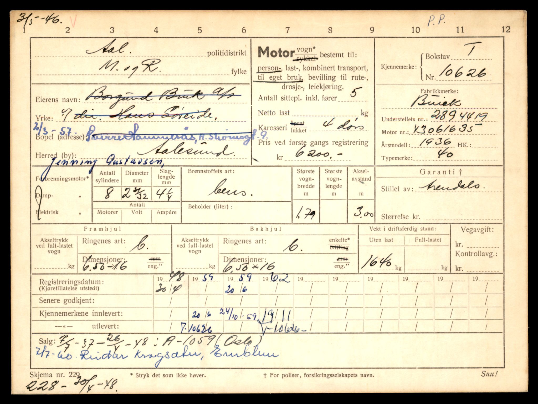 Møre og Romsdal vegkontor - Ålesund trafikkstasjon, AV/SAT-A-4099/F/Fe/L0022: Registreringskort for kjøretøy T 10584 - T 10694, 1927-1998, s. 1347