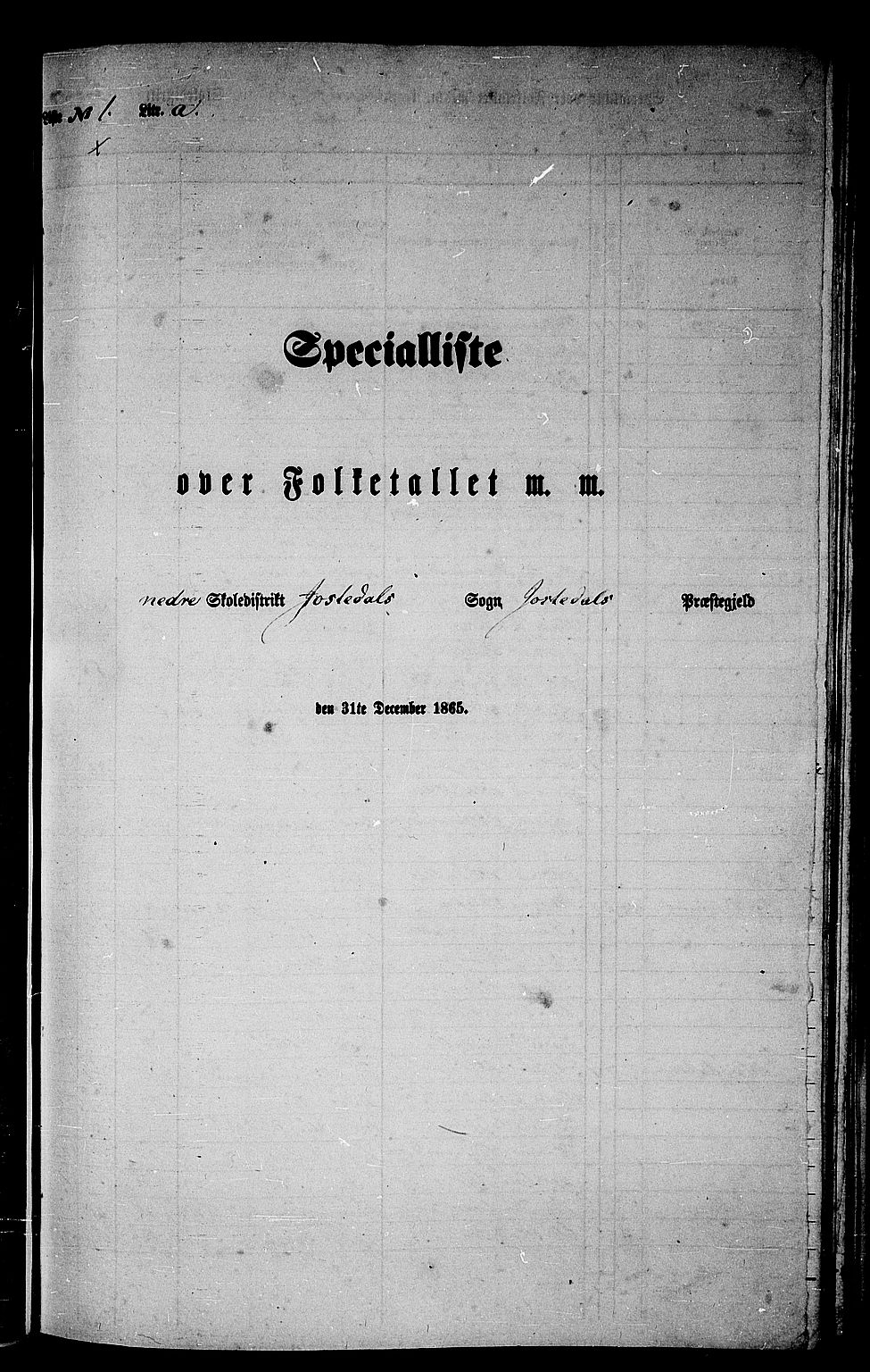 RA, Folketelling 1865 for 1427P Jostedal prestegjeld, 1865, s. 4