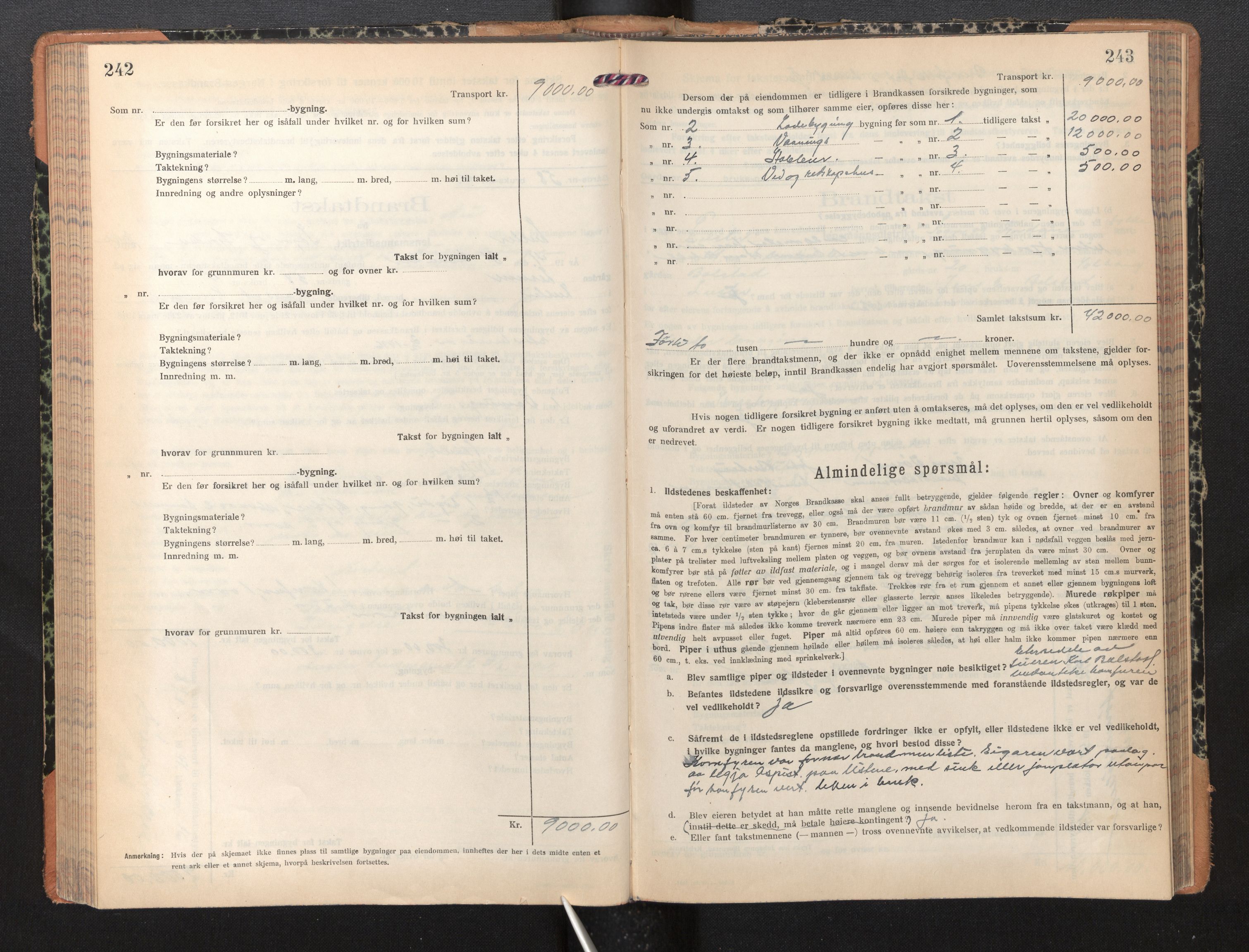 Lensmannen i Luster, AV/SAB-A-29301/0012/L0008: Branntakstprotokoll, skjematakst, 1935-1949, s. 242-243