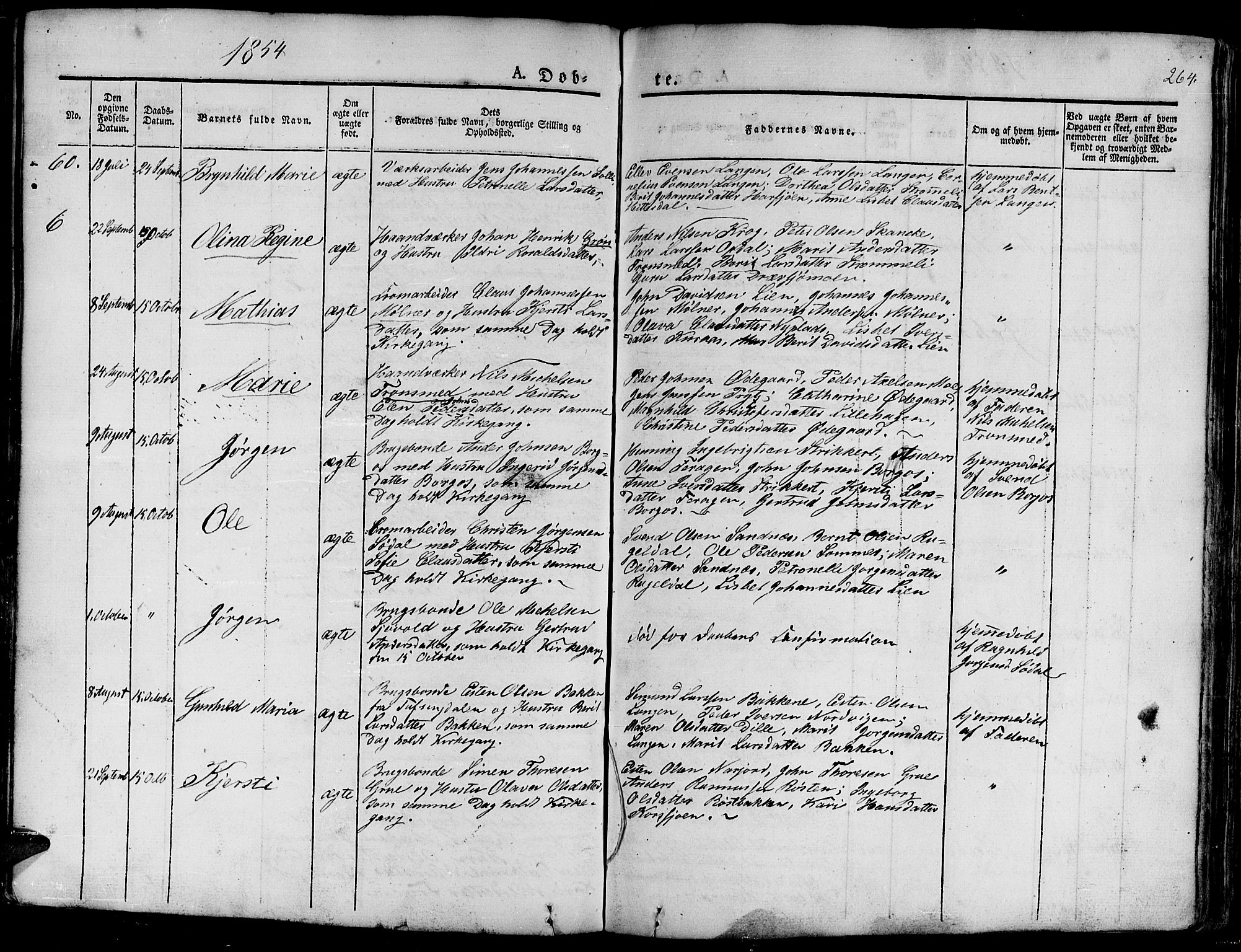 Ministerialprotokoller, klokkerbøker og fødselsregistre - Sør-Trøndelag, SAT/A-1456/681/L0938: Klokkerbok nr. 681C02, 1829-1879, s. 264