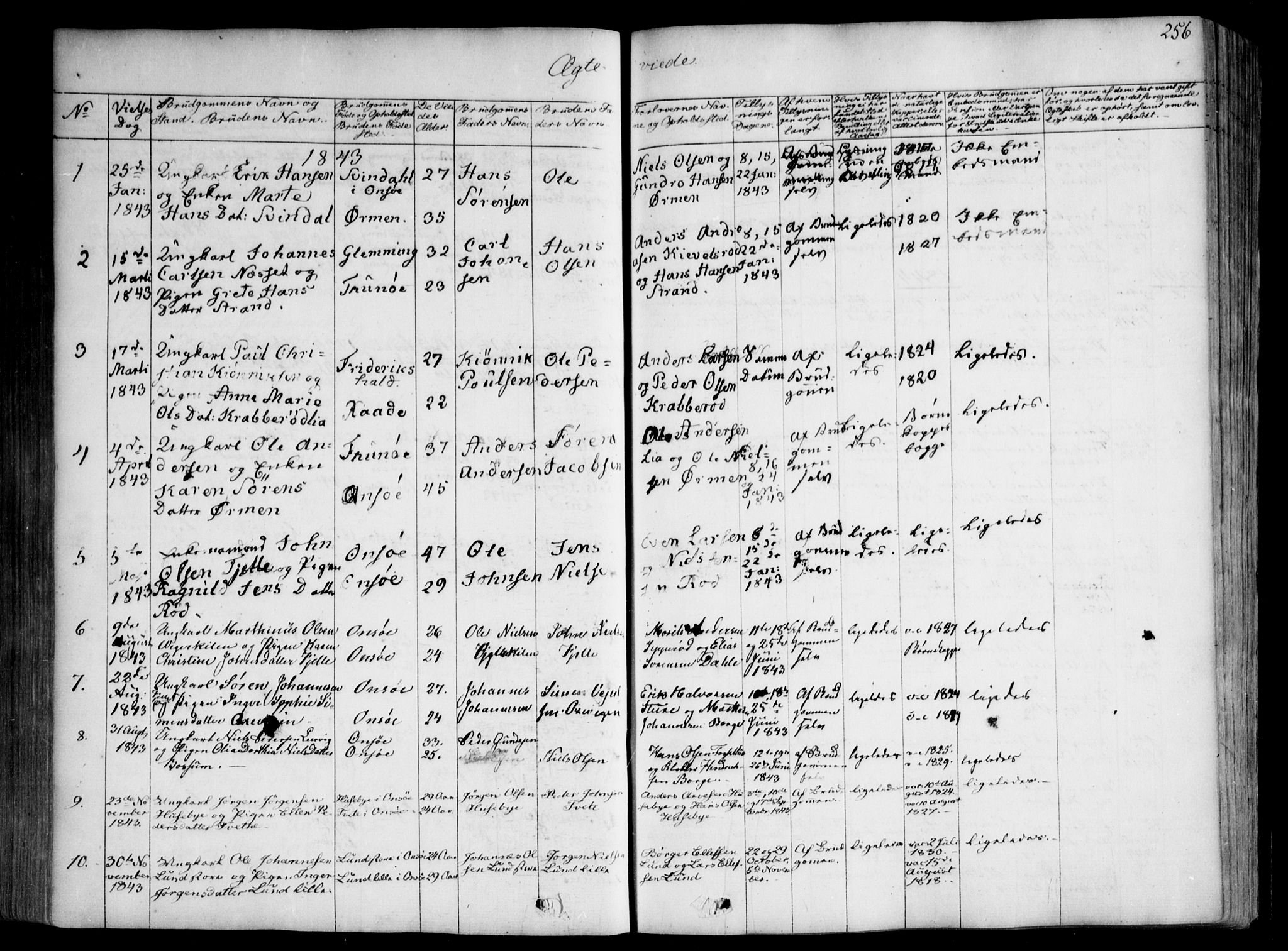 Onsøy prestekontor Kirkebøker, AV/SAO-A-10914/F/Fa/L0003: Ministerialbok nr. I 3, 1841-1860, s. 256