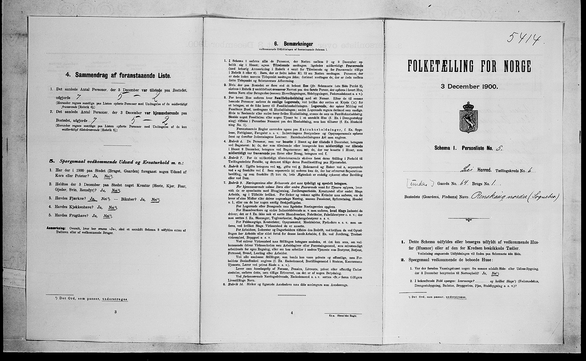 RA, Folketelling 1900 for 0626 Lier herred, 1900, s. 1070