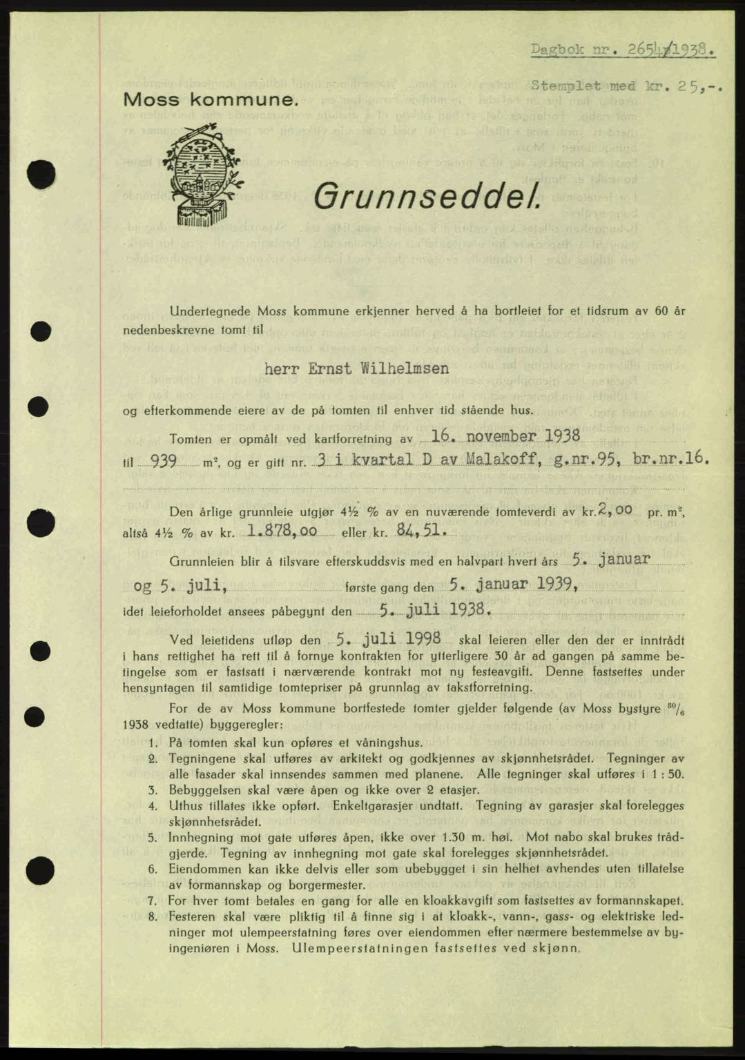 Moss sorenskriveri, SAO/A-10168: Pantebok nr. A5, 1938-1939, Dagboknr: 2654/1938