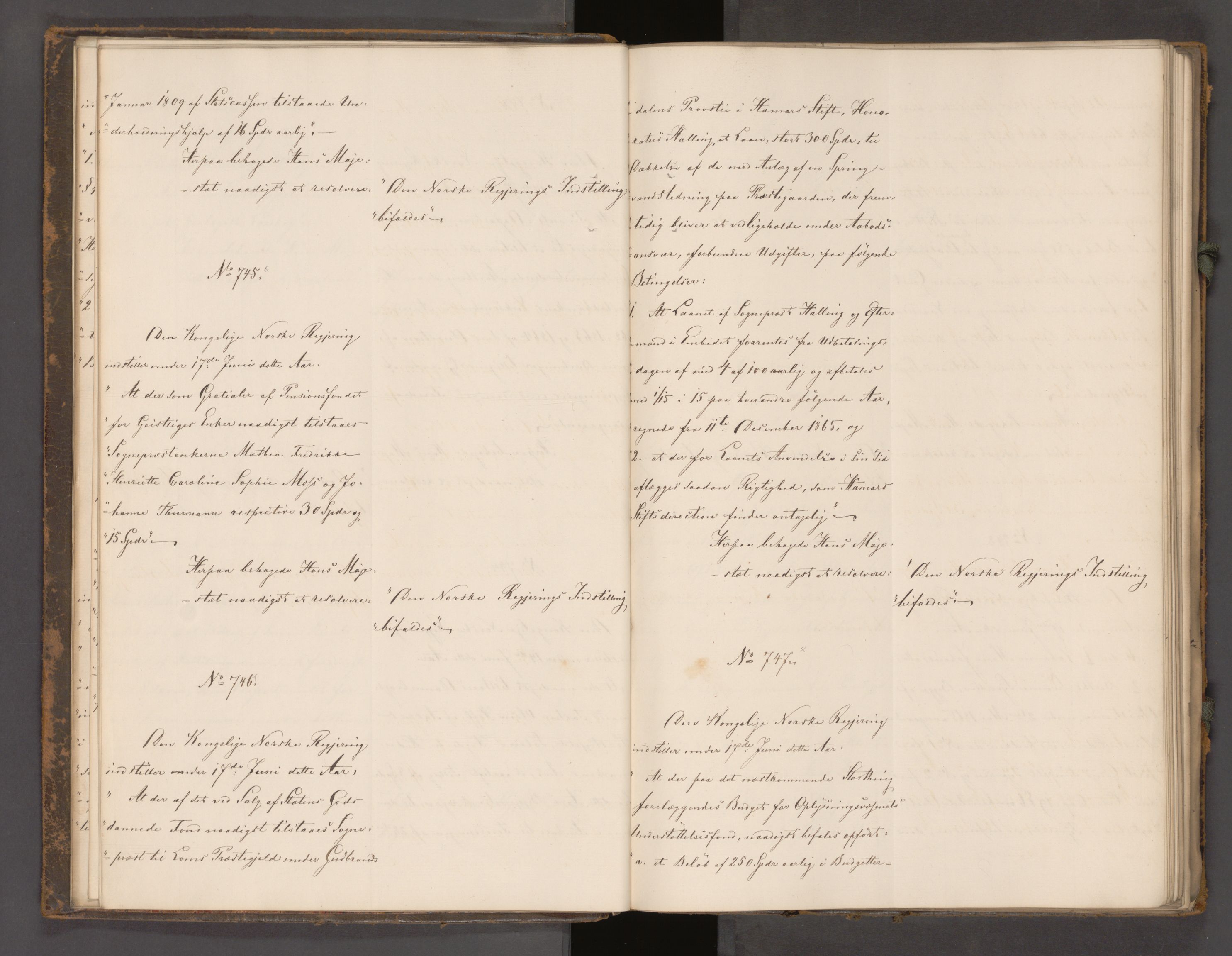 Statsrådssekretariatet, AV/RA-S-1001/A/Ab/L0104: Kgl. res. nr. 724-1001b, 2. halvår, 1865