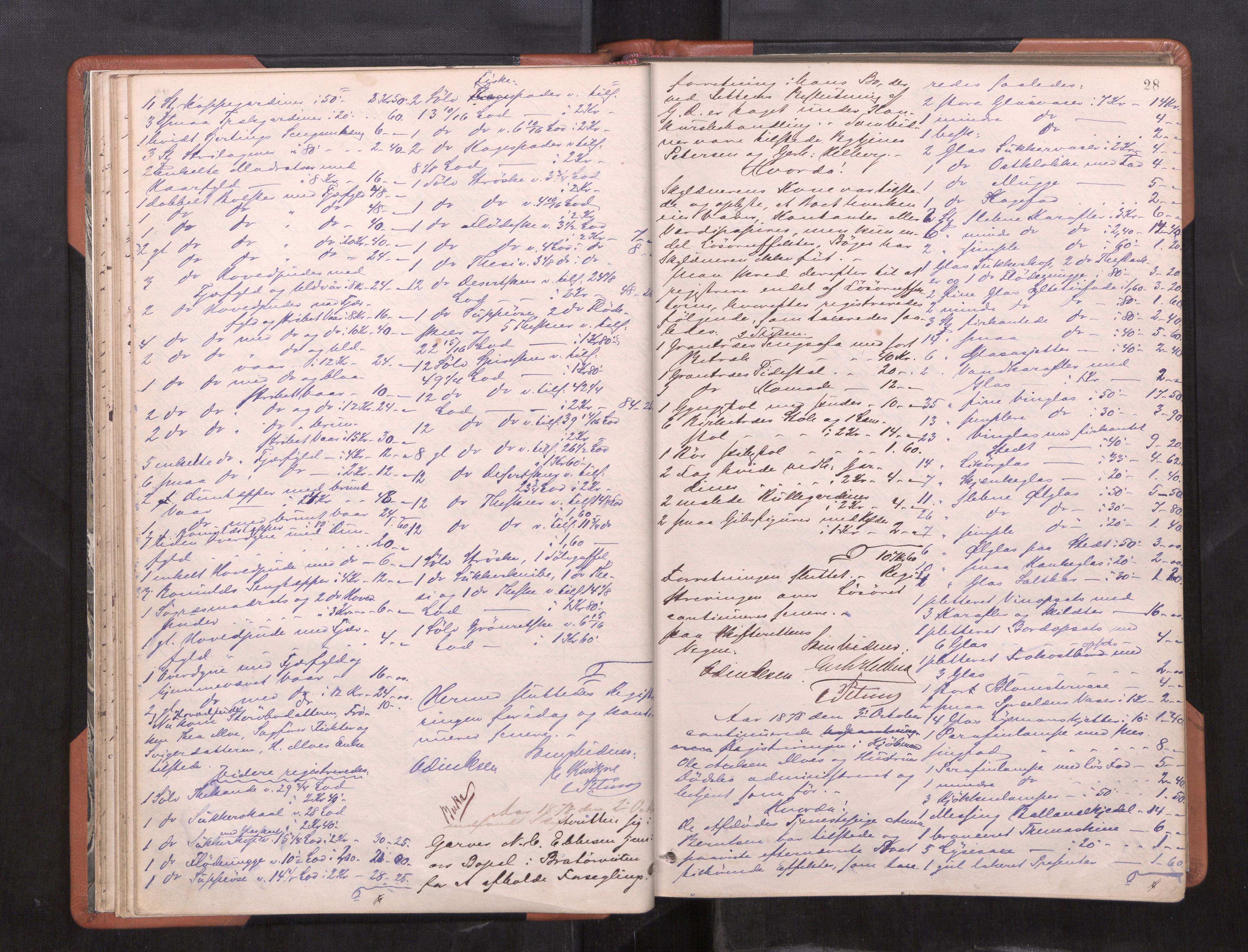 Trondheim byfogd, AV/SAT-A-0003/1/3/3C/L0009: Skifteregistreringsprotokoll (u/ register), 1878-1885, s. 28