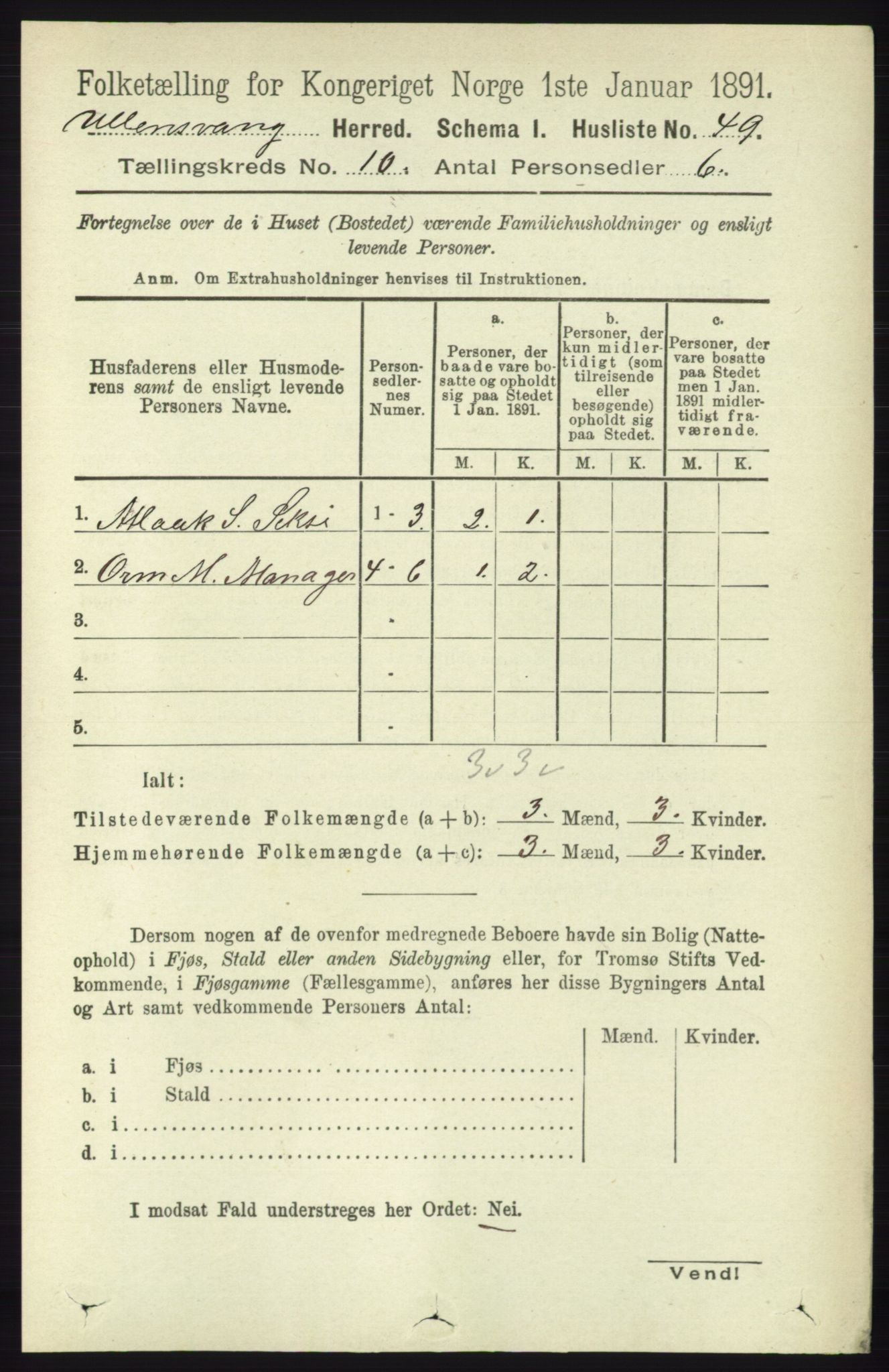 RA, Folketelling 1891 for 1230 Ullensvang herred, 1891, s. 3730