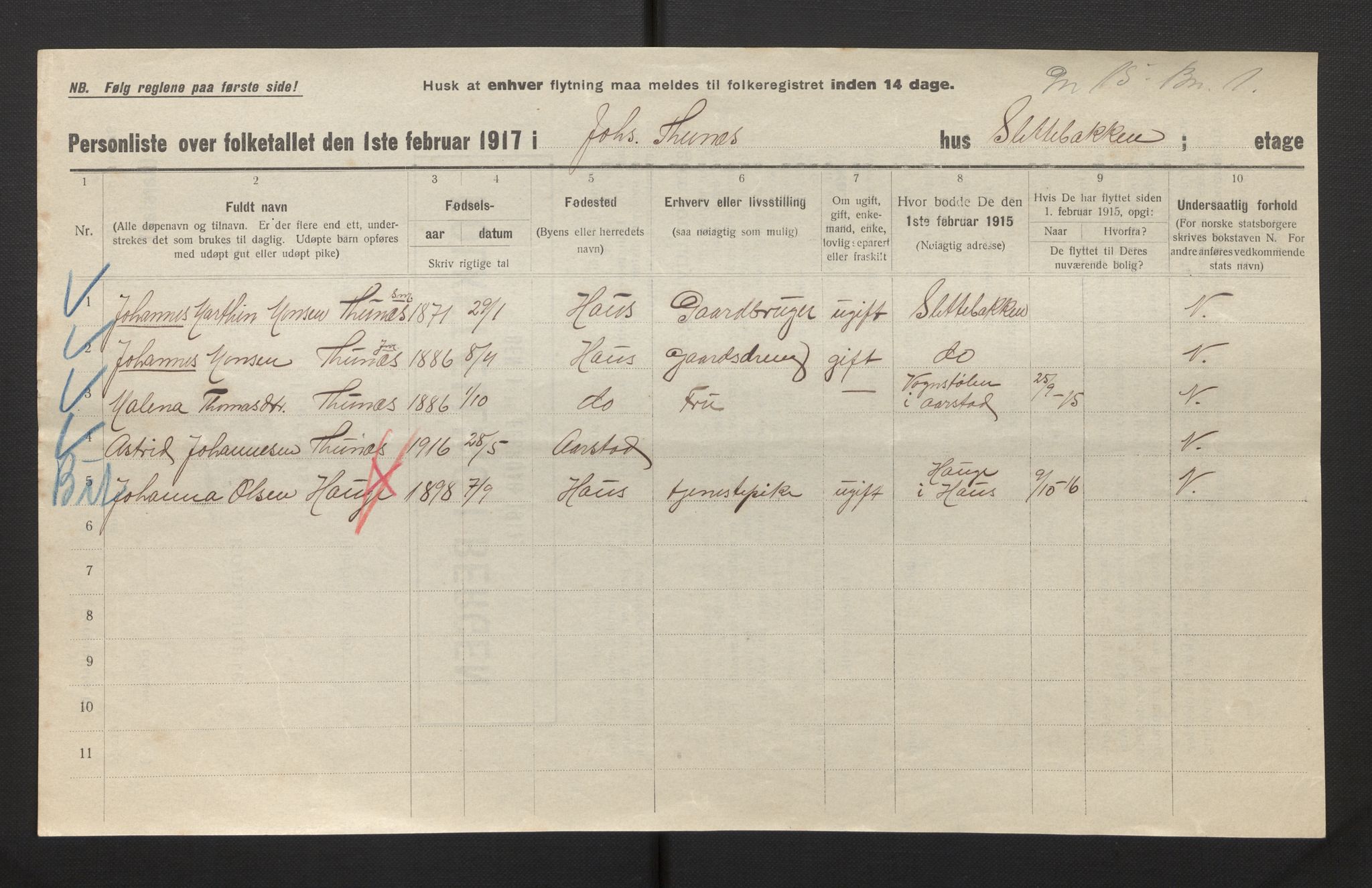 SAB, Kommunal folketelling 1917 for Bergen kjøpstad, 1917, s. 53216