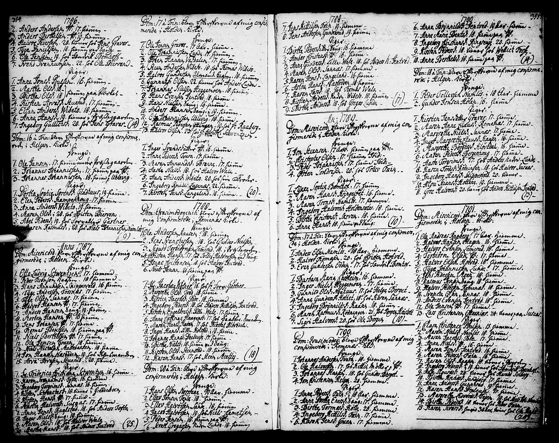 Holla kirkebøker, AV/SAKO-A-272/F/Fa/L0002: Ministerialbok nr. 2, 1779-1814, s. 354-355
