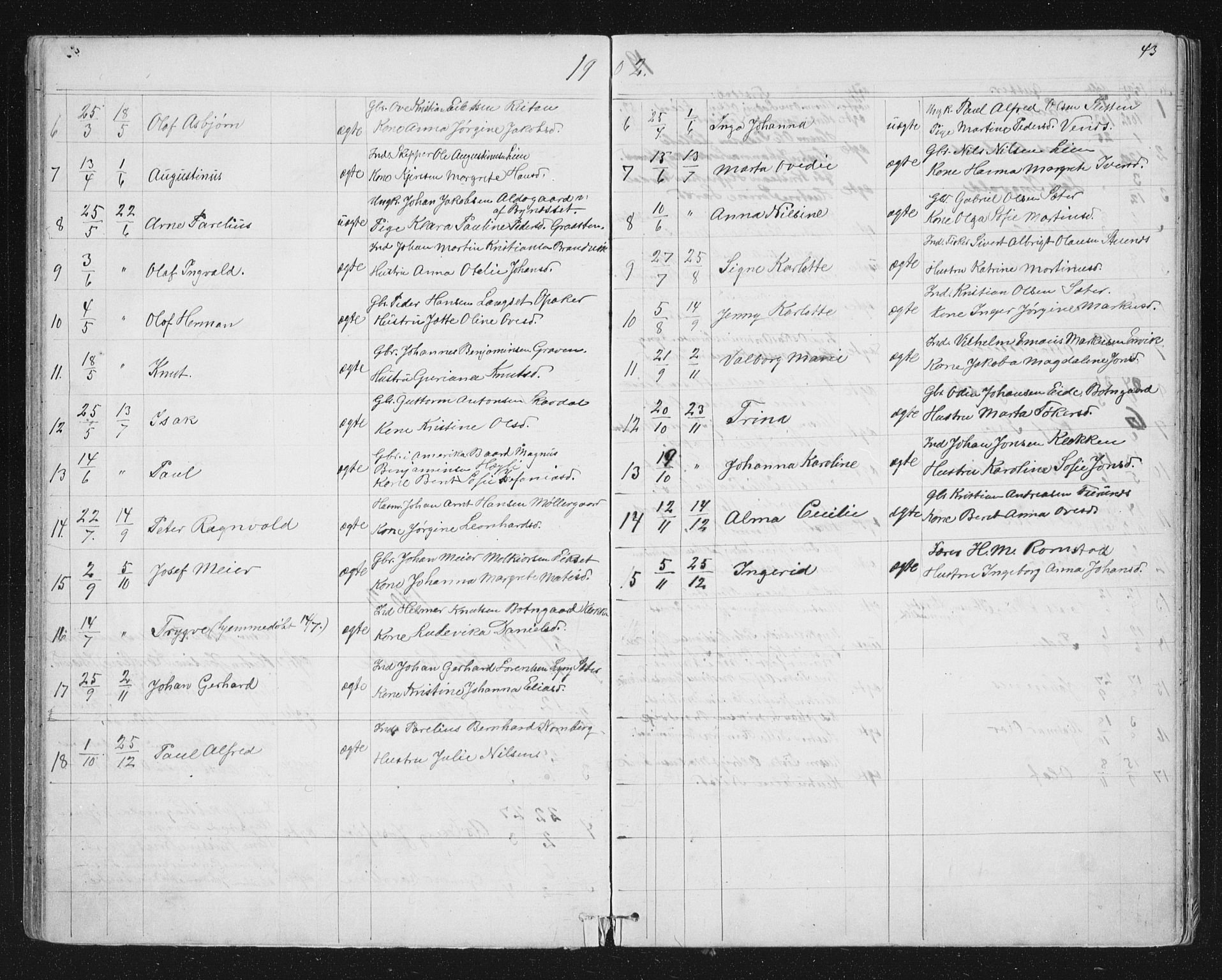 Ministerialprotokoller, klokkerbøker og fødselsregistre - Sør-Trøndelag, SAT/A-1456/651/L0647: Klokkerbok nr. 651C01, 1866-1914, s. 43