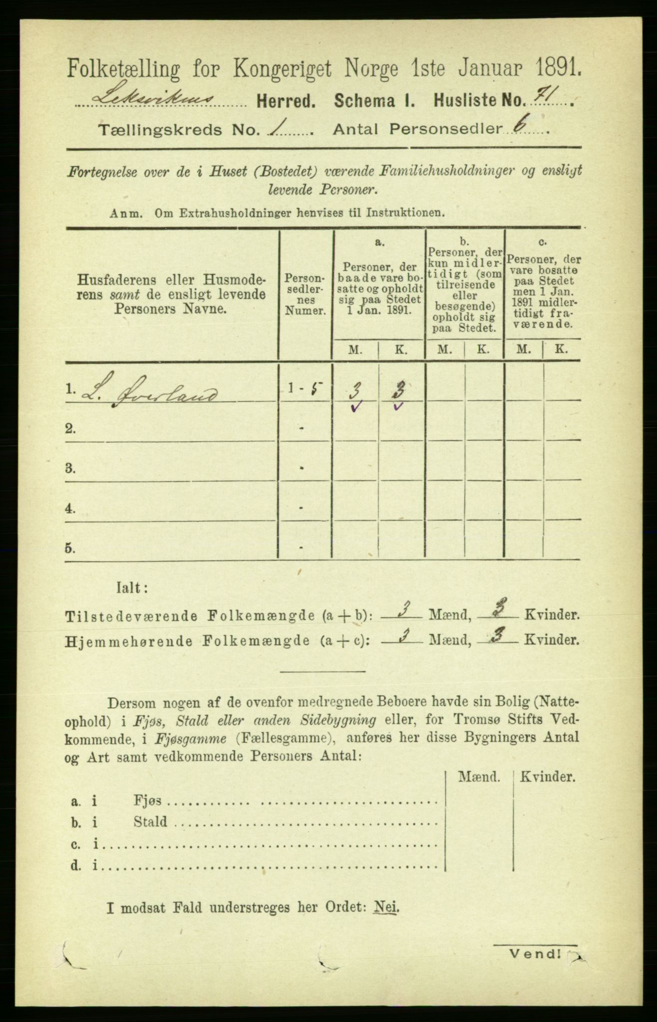 RA, Folketelling 1891 for 1718 Leksvik herred, 1891, s. 93