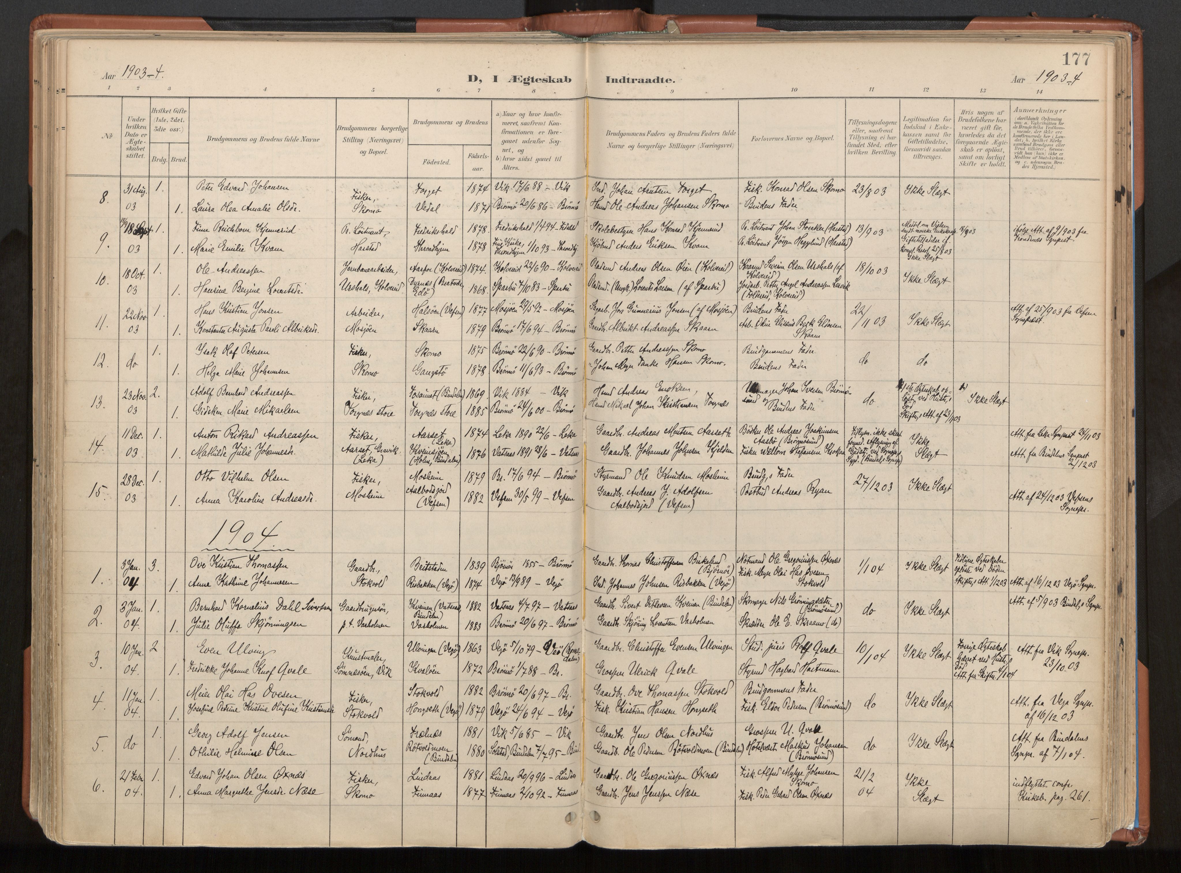 Ministerialprotokoller, klokkerbøker og fødselsregistre - Nordland, AV/SAT-A-1459/813/L0201: Ministerialbok nr. 813A11, 1901-1918, s. 177