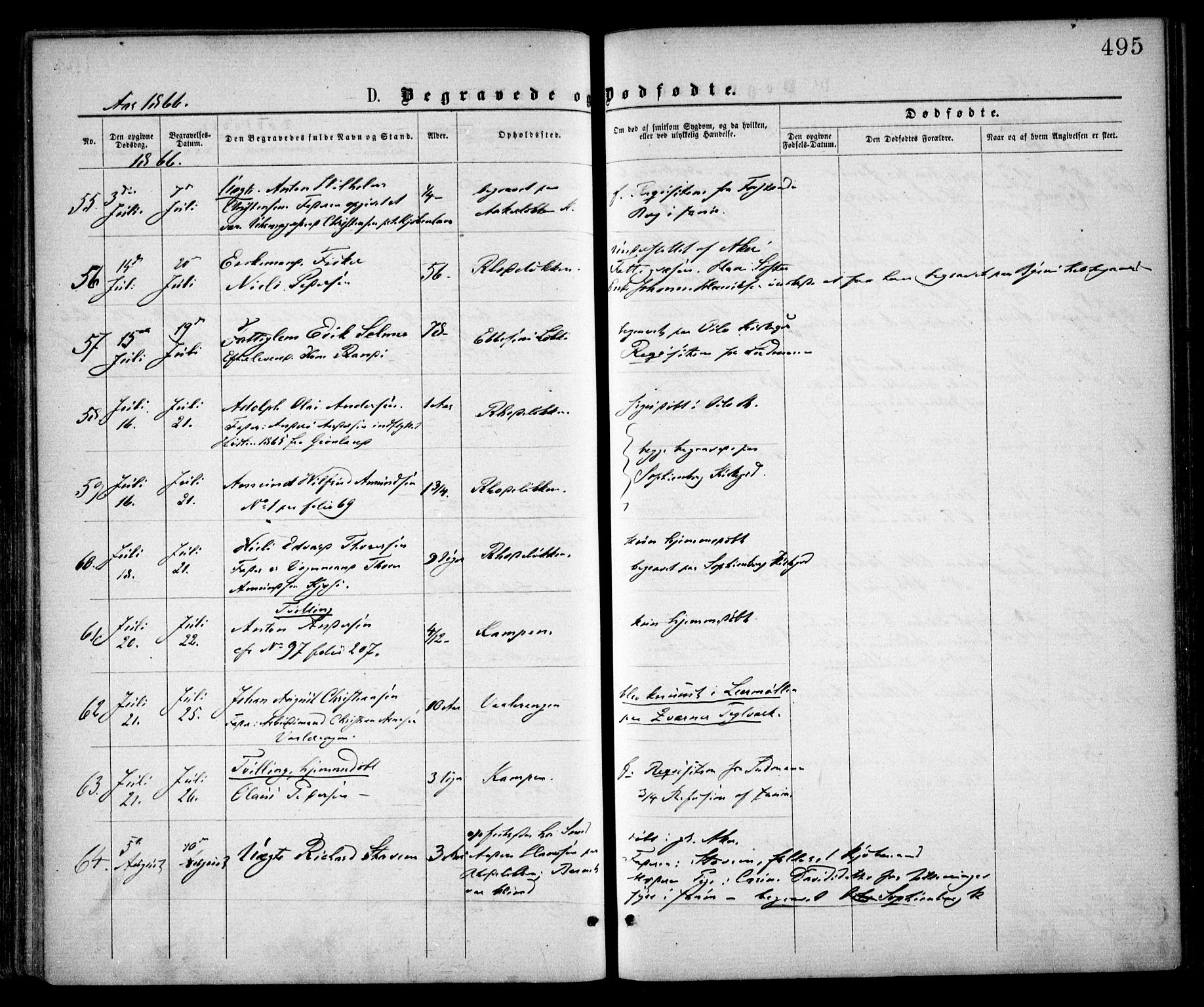 Østre Aker prestekontor Kirkebøker, AV/SAO-A-10840/F/Fa/L0001: Ministerialbok nr. I 1, 1861-1869, s. 495