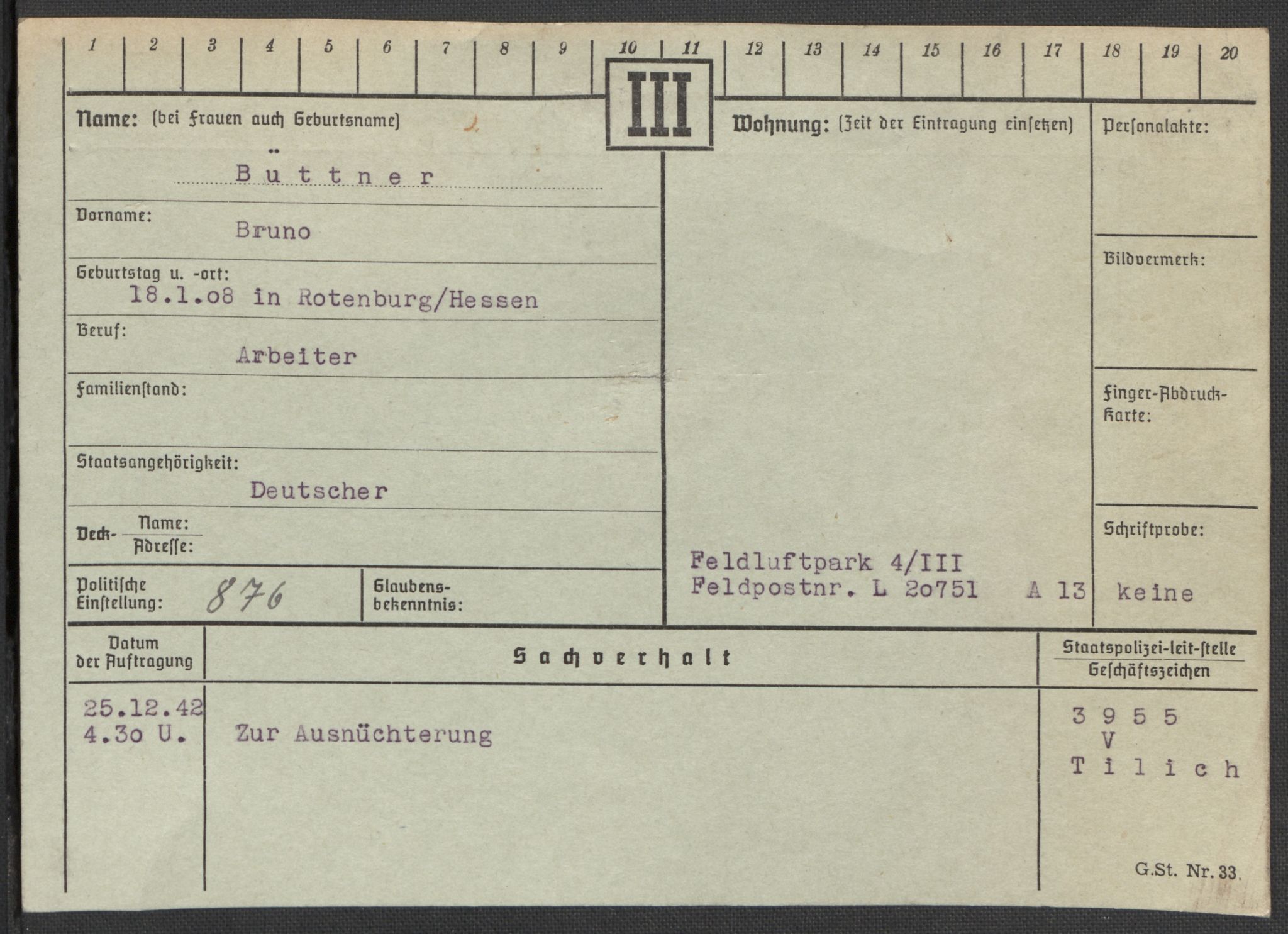 Befehlshaber der Sicherheitspolizei und des SD, AV/RA-RAFA-5969/E/Ea/Eaa/L0002: Register over norske fanger i Møllergata 19: Bj-Eng, 1940-1945, s. 567