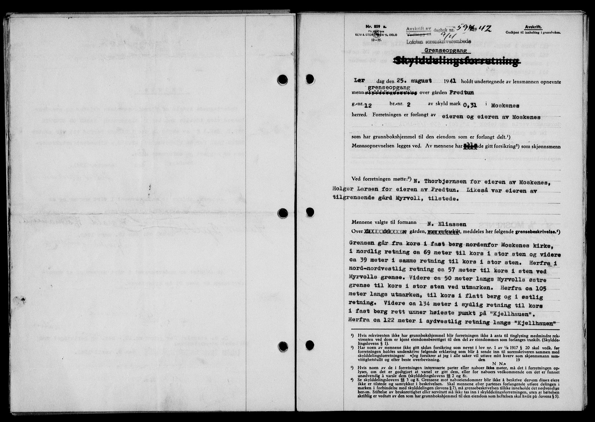 Lofoten sorenskriveri, SAT/A-0017/1/2/2C/L0009a: Pantebok nr. 9a, 1941-1942, Dagboknr: 597/1942