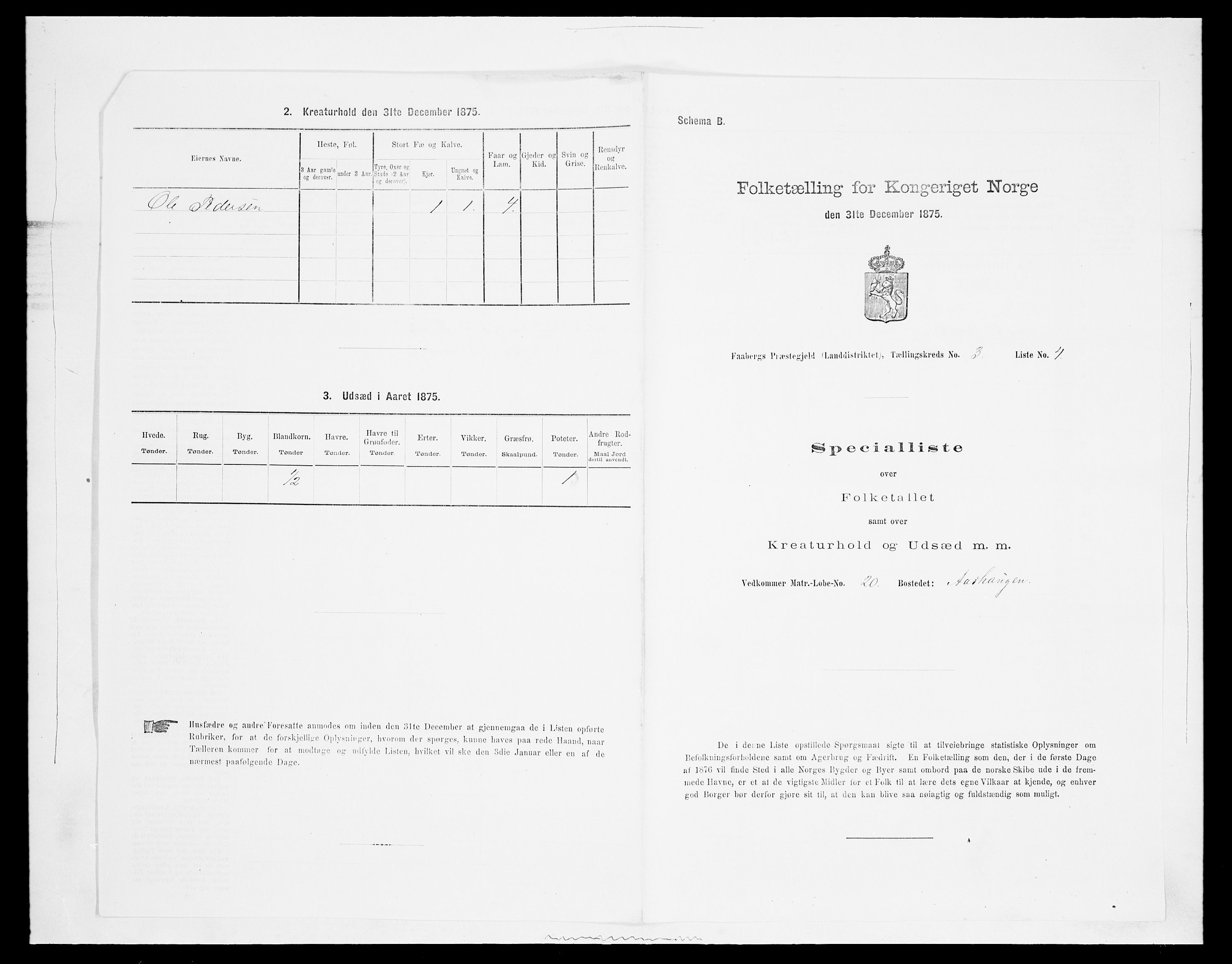 SAH, Folketelling 1875 for 0524L Fåberg prestegjeld, Fåberg sokn og Lillehammer landsokn, 1875, s. 387