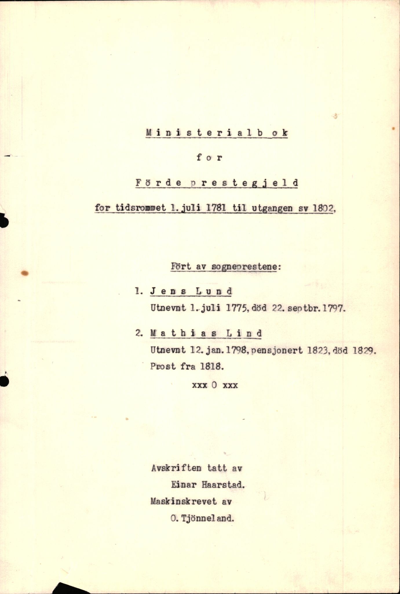 Samling av fulltekstavskrifter, SAB/FULLTEKST/B/14/0008: Førde sokneprestembete, ministerialbok nr. A 4, 1781-1802, s. 1