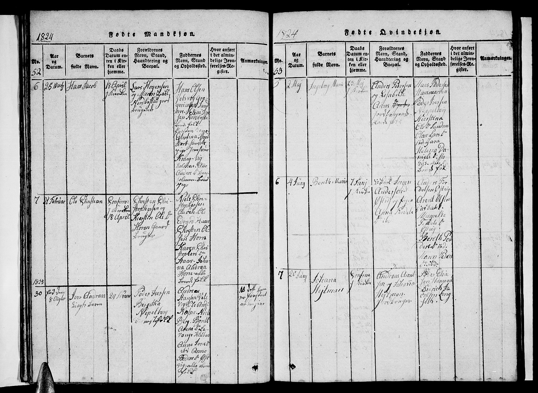 Ministerialprotokoller, klokkerbøker og fødselsregistre - Nordland, AV/SAT-A-1459/838/L0554: Klokkerbok nr. 838C01, 1820-1828, s. 52-53