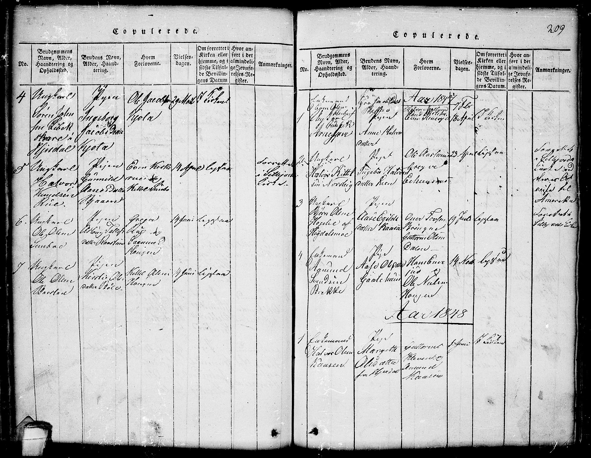 Seljord kirkebøker, AV/SAKO-A-20/G/Gb/L0002: Klokkerbok nr. II 2, 1815-1854, s. 209
