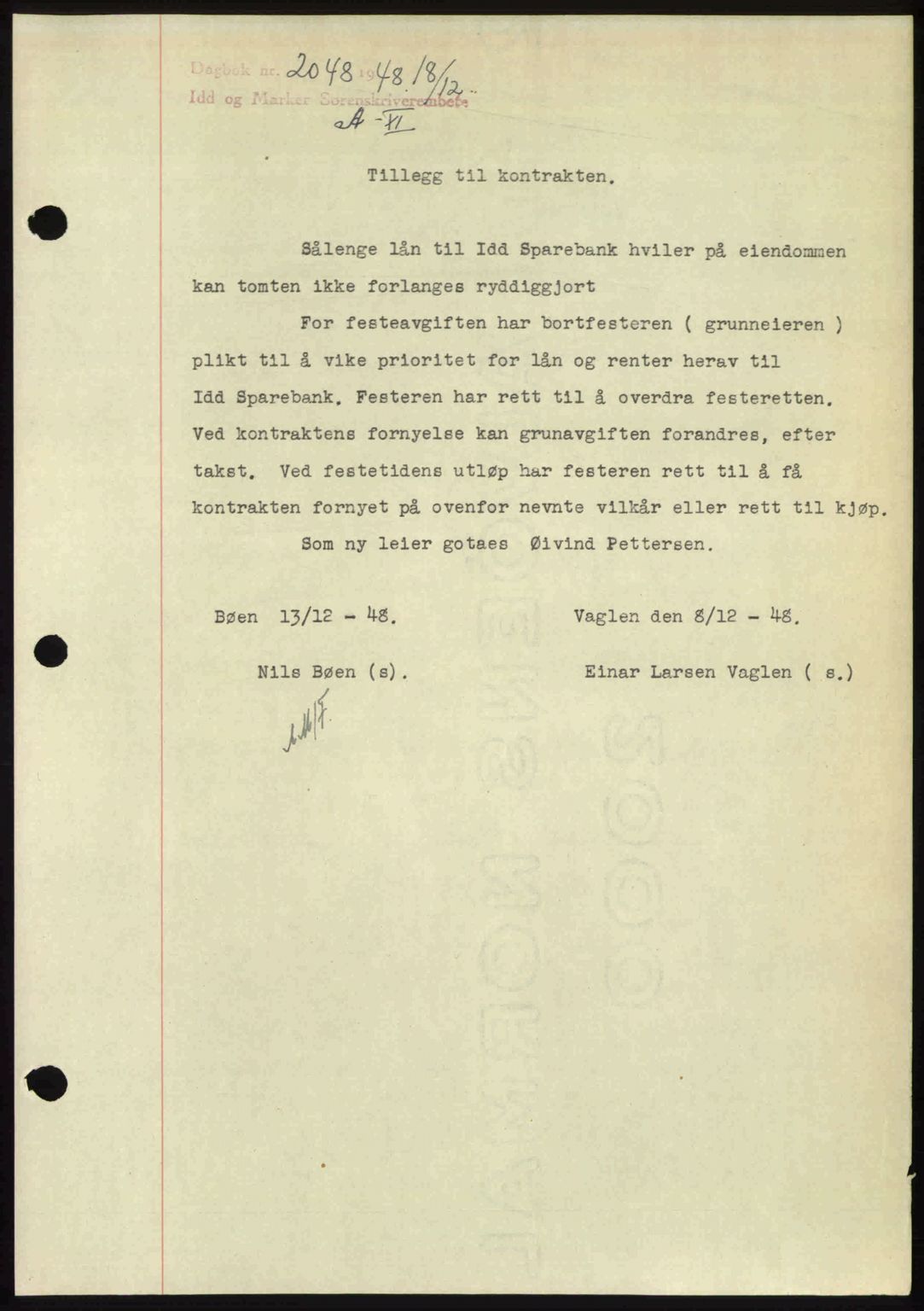 Idd og Marker sorenskriveri, AV/SAO-A-10283/G/Gb/Gbb/L0011: Pantebok nr. A11, 1948-1949, Dagboknr: 2048/1948