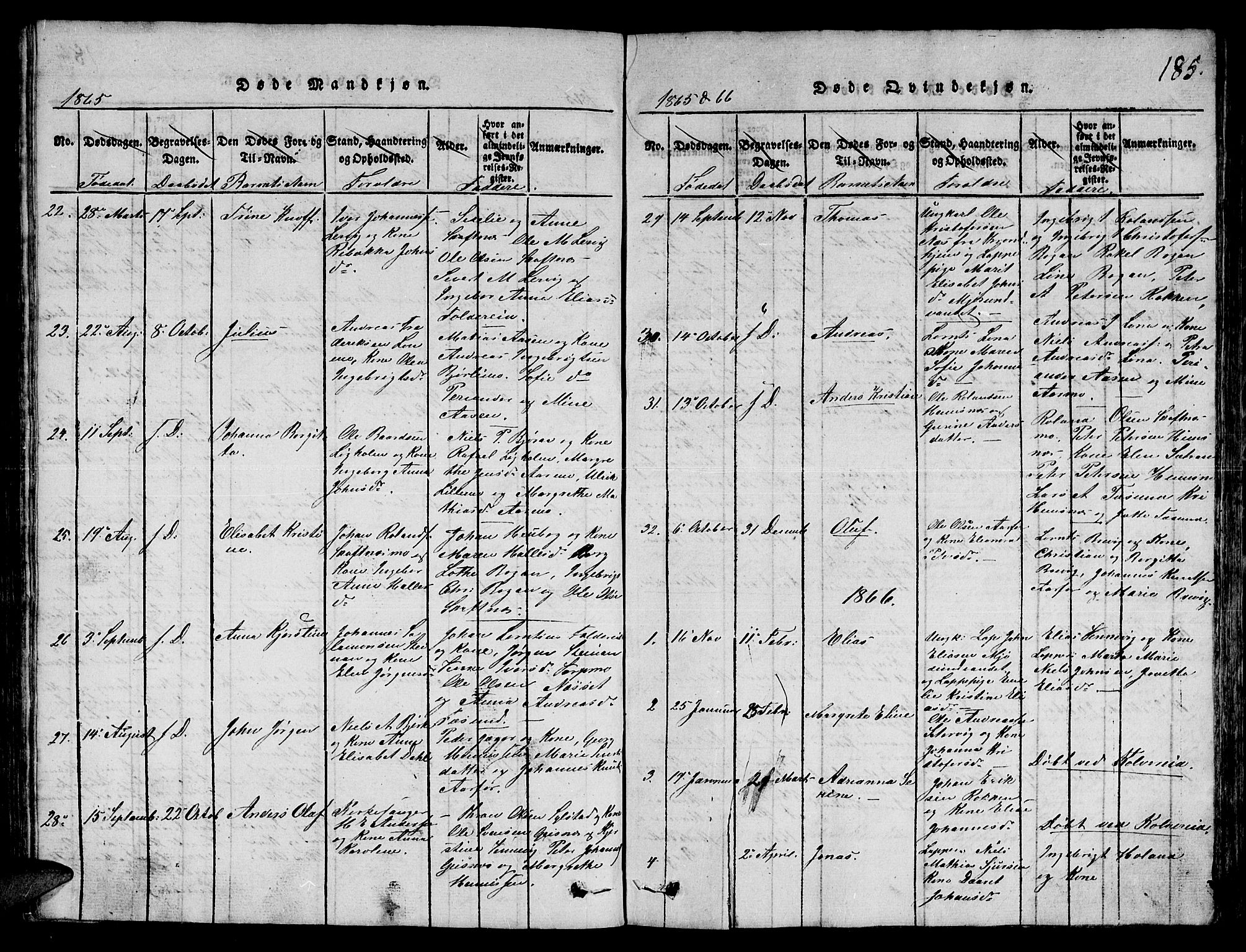 Ministerialprotokoller, klokkerbøker og fødselsregistre - Nord-Trøndelag, SAT/A-1458/780/L0648: Klokkerbok nr. 780C01 /3, 1815-1877, s. 185
