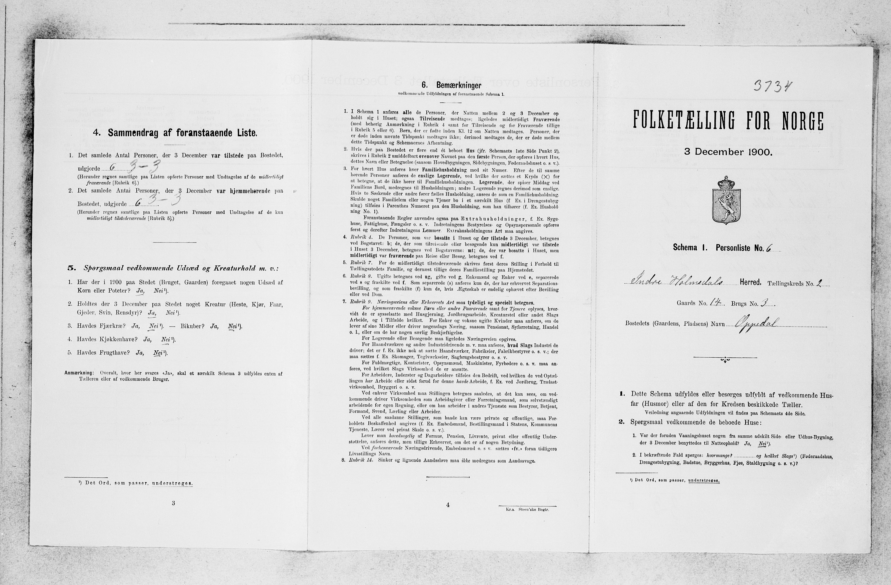 SAB, Folketelling 1900 for 1430 Indre Holmedal herred, 1900, s. 196