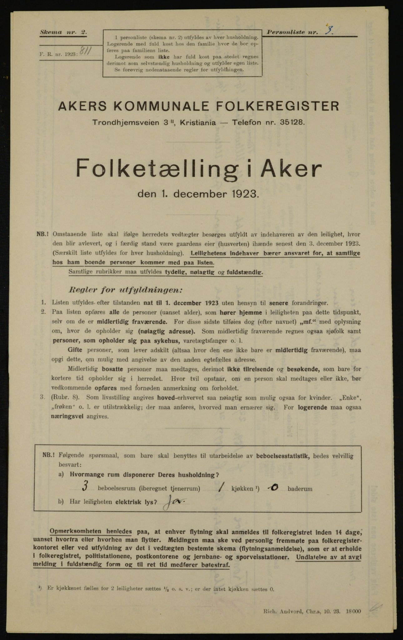 , Kommunal folketelling 1.12.1923 for Aker, 1923, s. 41643