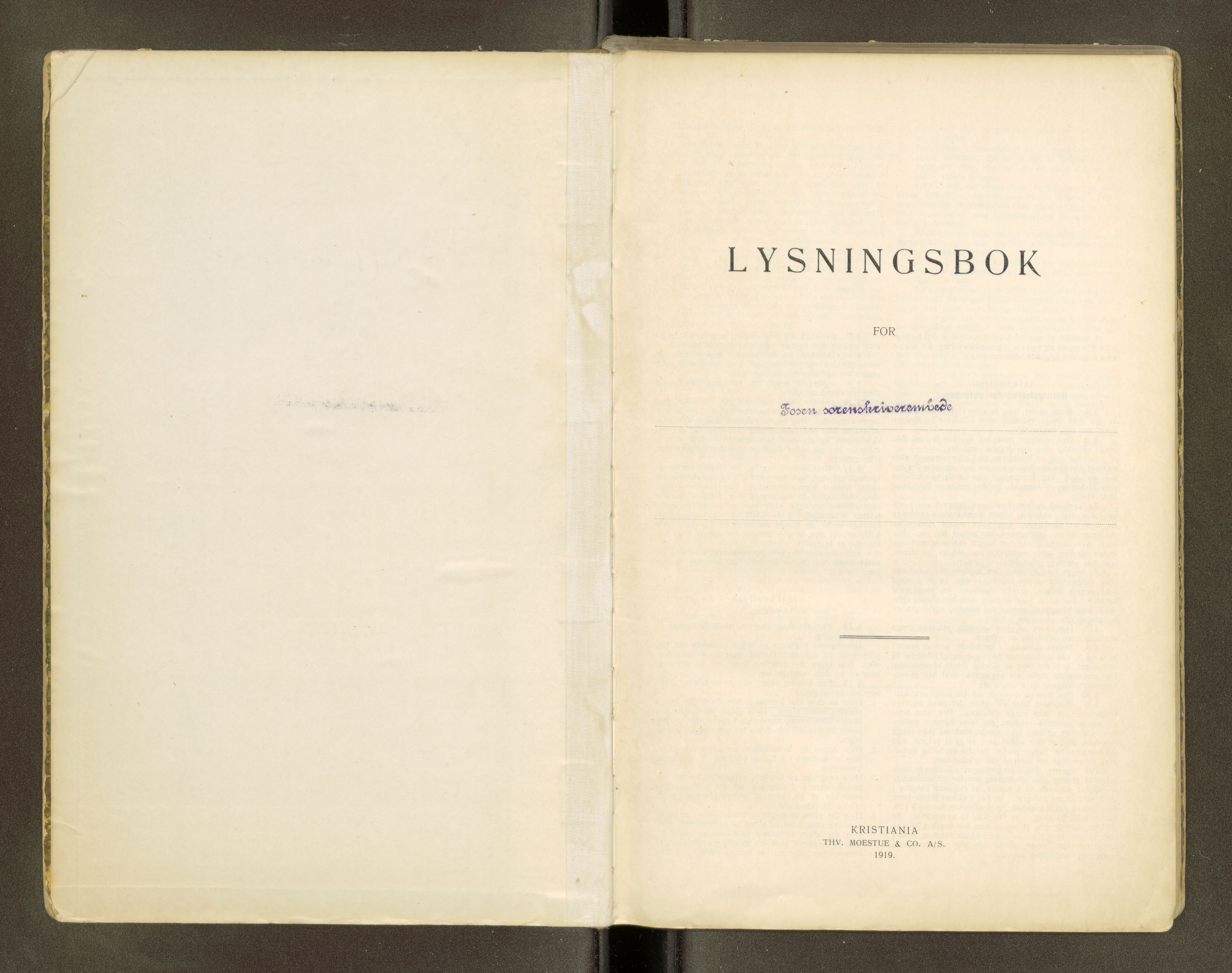 Fosen sorenskriveri, SAT/A-1107/1/6/6D/L0001: Lysingsbok, 1921-1969