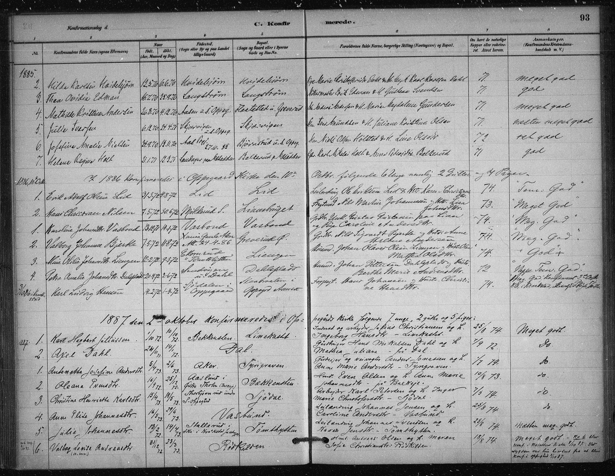 Nesodden prestekontor Kirkebøker, AV/SAO-A-10013/F/Fb/L0001: Ministerialbok nr. II 1, 1880-1915, s. 93