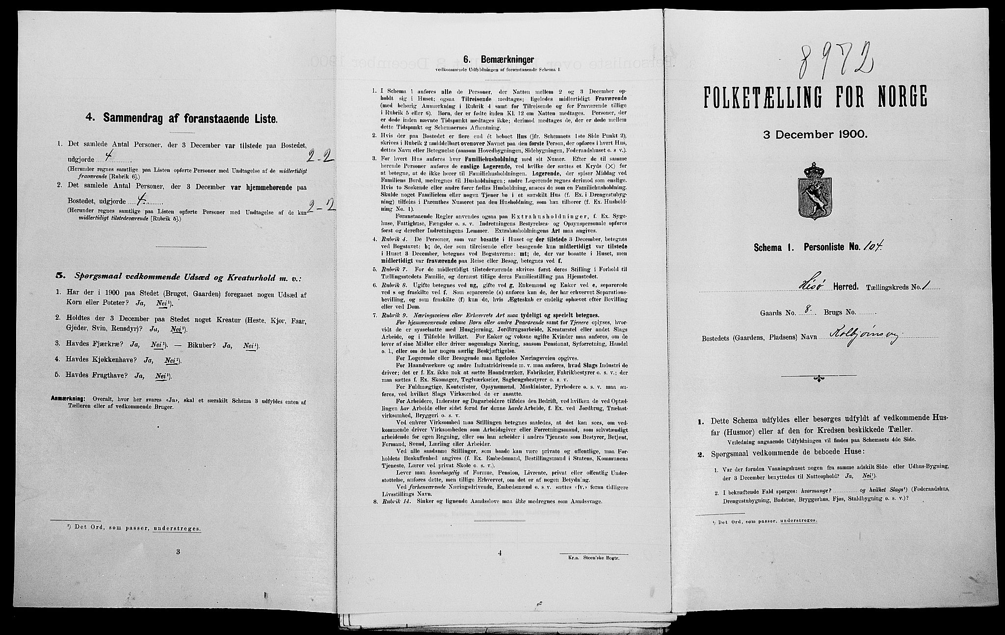 SAK, Folketelling 1900 for 0922 Hisøy herred, 1900, s. 278