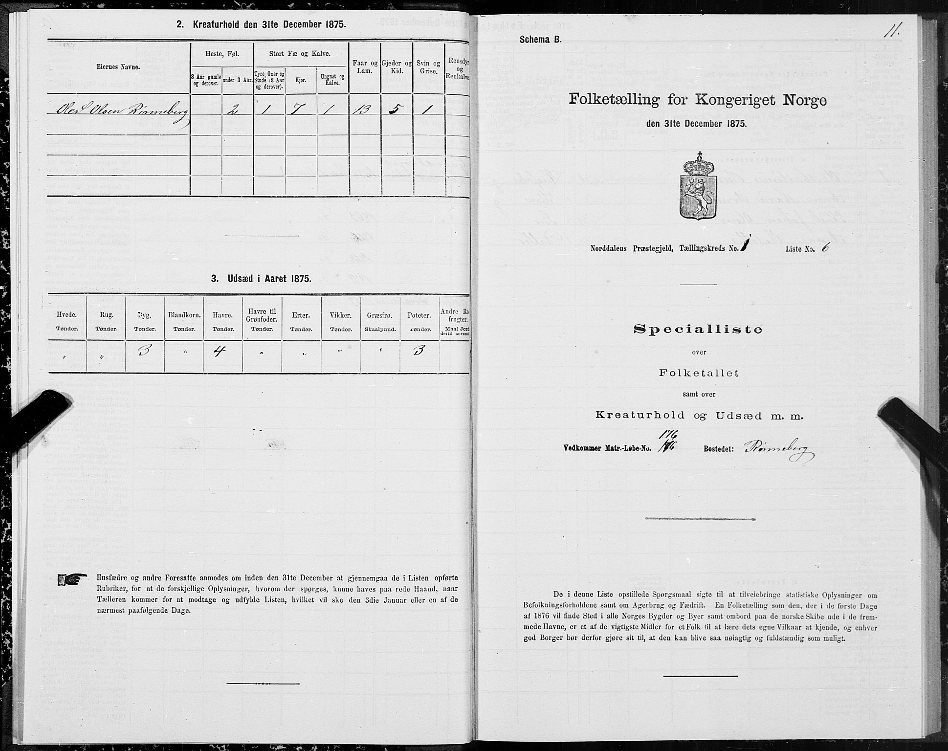 SAT, Folketelling 1875 for 1524P Norddal prestegjeld, 1875, s. 1011