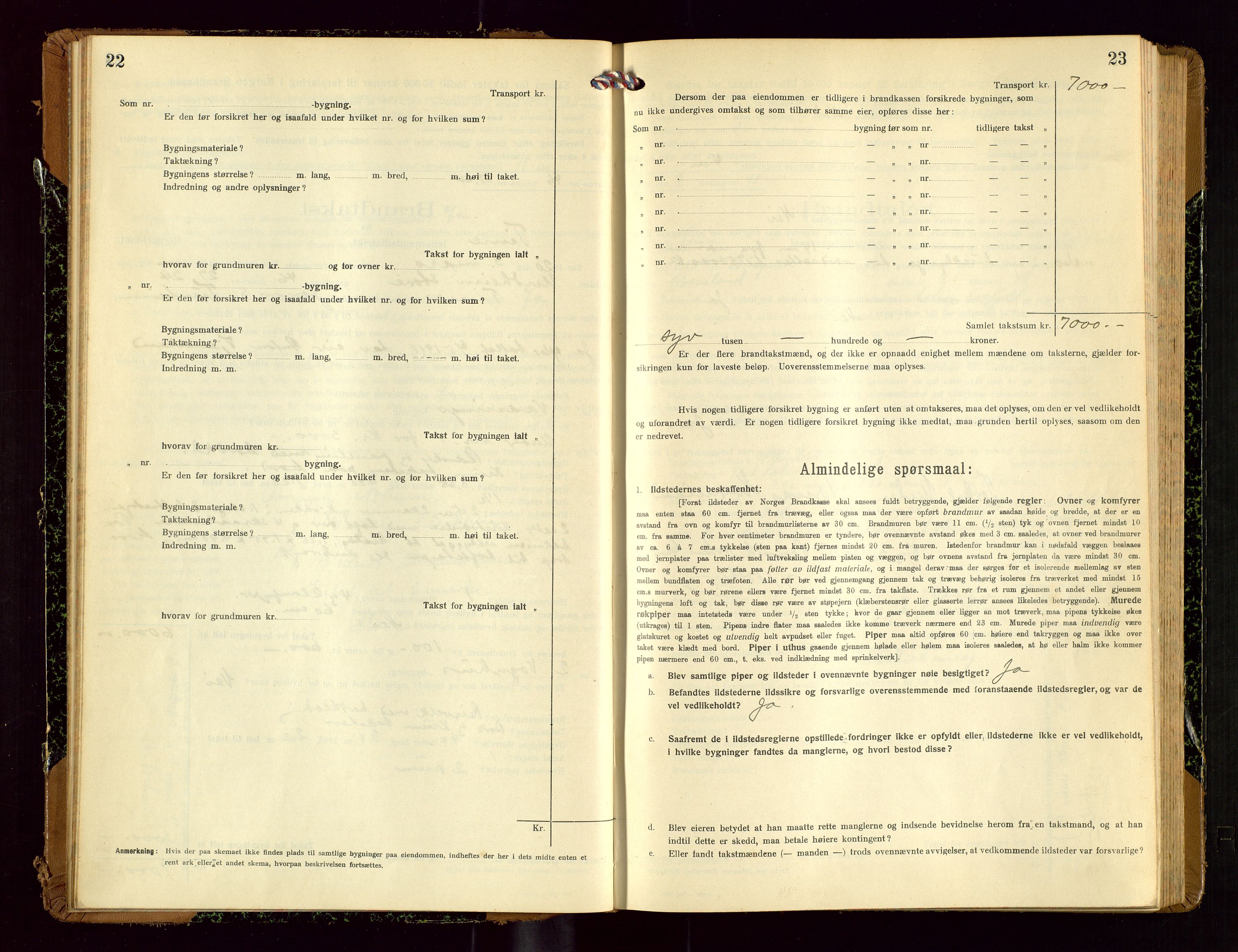 Time lensmannskontor, SAST/A-100420/Gob/L0002: Branntakstprotokoll, 1919-1952, s. 22-23