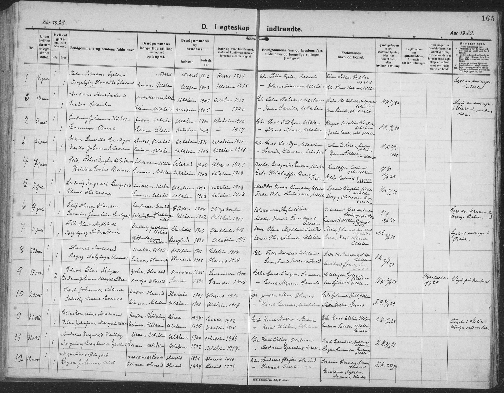 Ministerialprotokoller, klokkerbøker og fødselsregistre - Møre og Romsdal, SAT/A-1454/509/L0113: Klokkerbok nr. 509C03, 1923-1939, s. 165