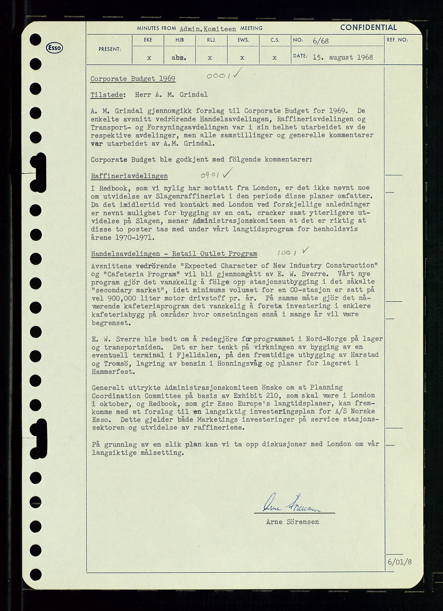 Pa 0982 - Esso Norge A/S, SAST/A-100448/A/Aa/L0002/0004: Den administrerende direksjon Board minutes (styrereferater) / Den administrerende direksjon Board minutes (styrereferater), 1968, s. 81