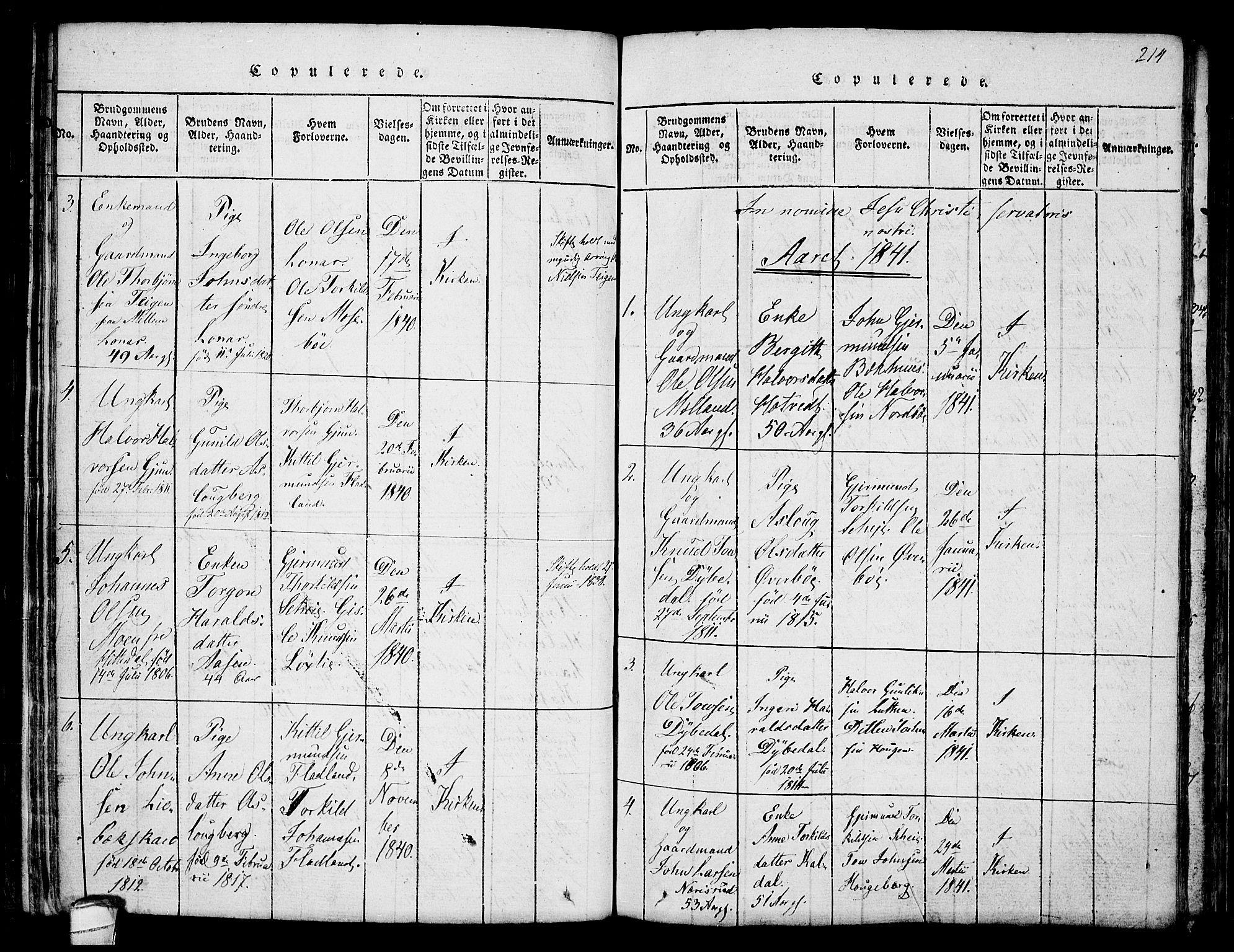 Hjartdal kirkebøker, SAKO/A-270/F/Fa/L0007: Ministerialbok nr. I 7, 1815-1843, s. 214