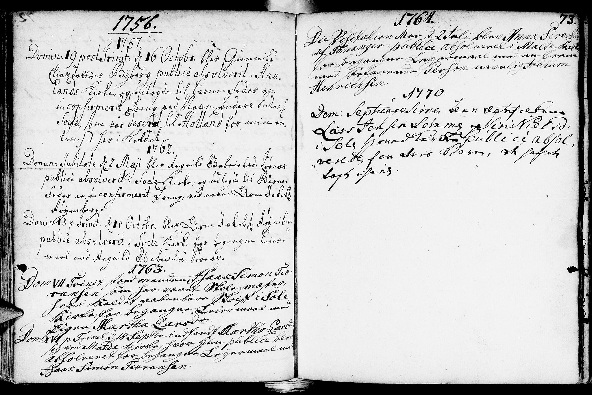 Håland sokneprestkontor, SAST/A-101802/001/30BA/L0002: Ministerialbok nr. A 2, 1722-1794, s. 73