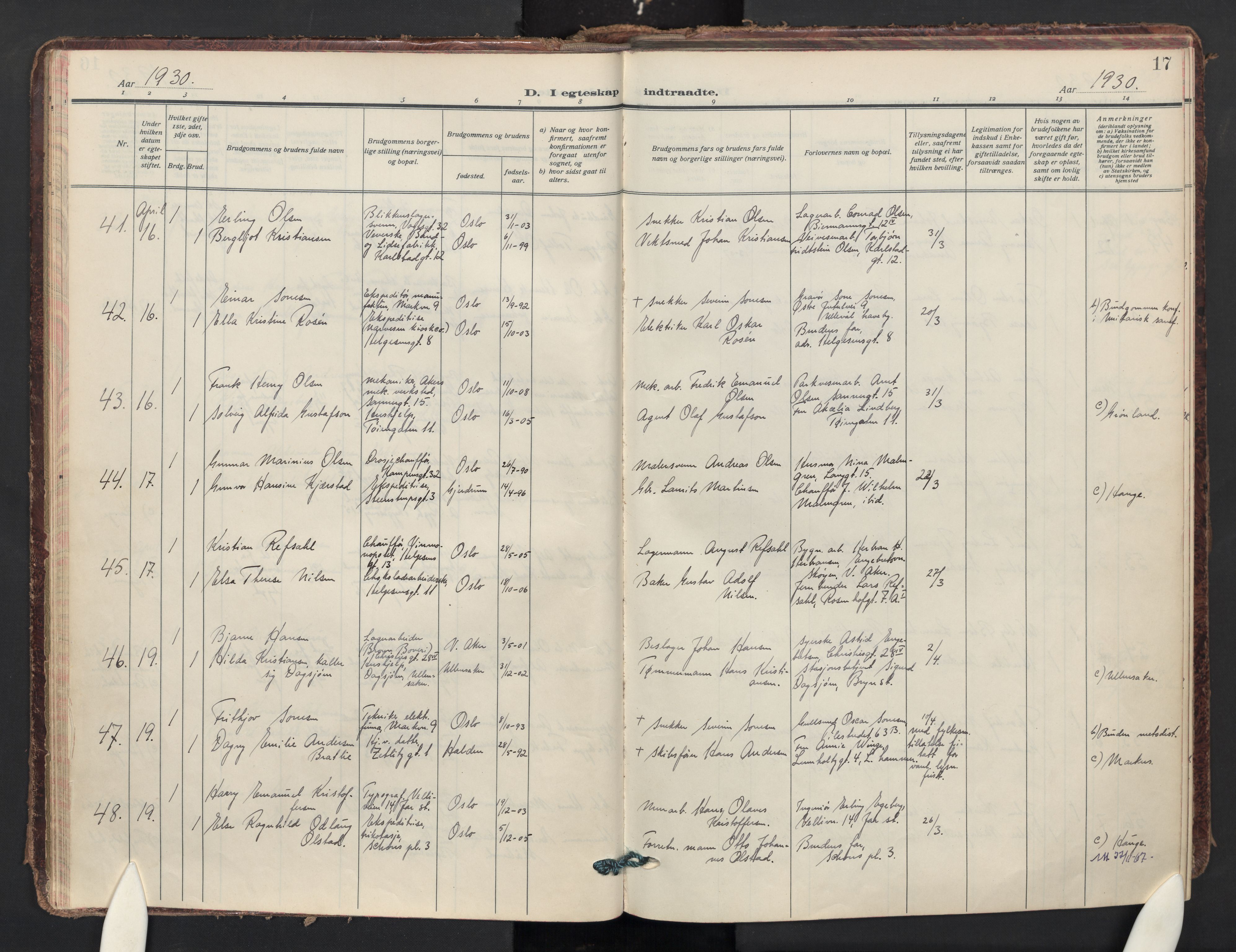 Paulus prestekontor Kirkebøker, AV/SAO-A-10871/F/Fa/L0028: Ministerialbok nr. 28, 1929-1938, s. 17