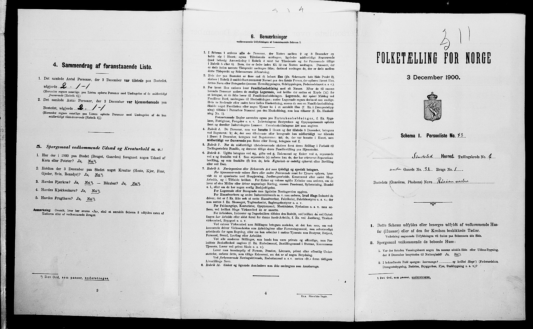 SAK, Folketelling 1900 for 0913 Søndeled herred, 1900, s. 735